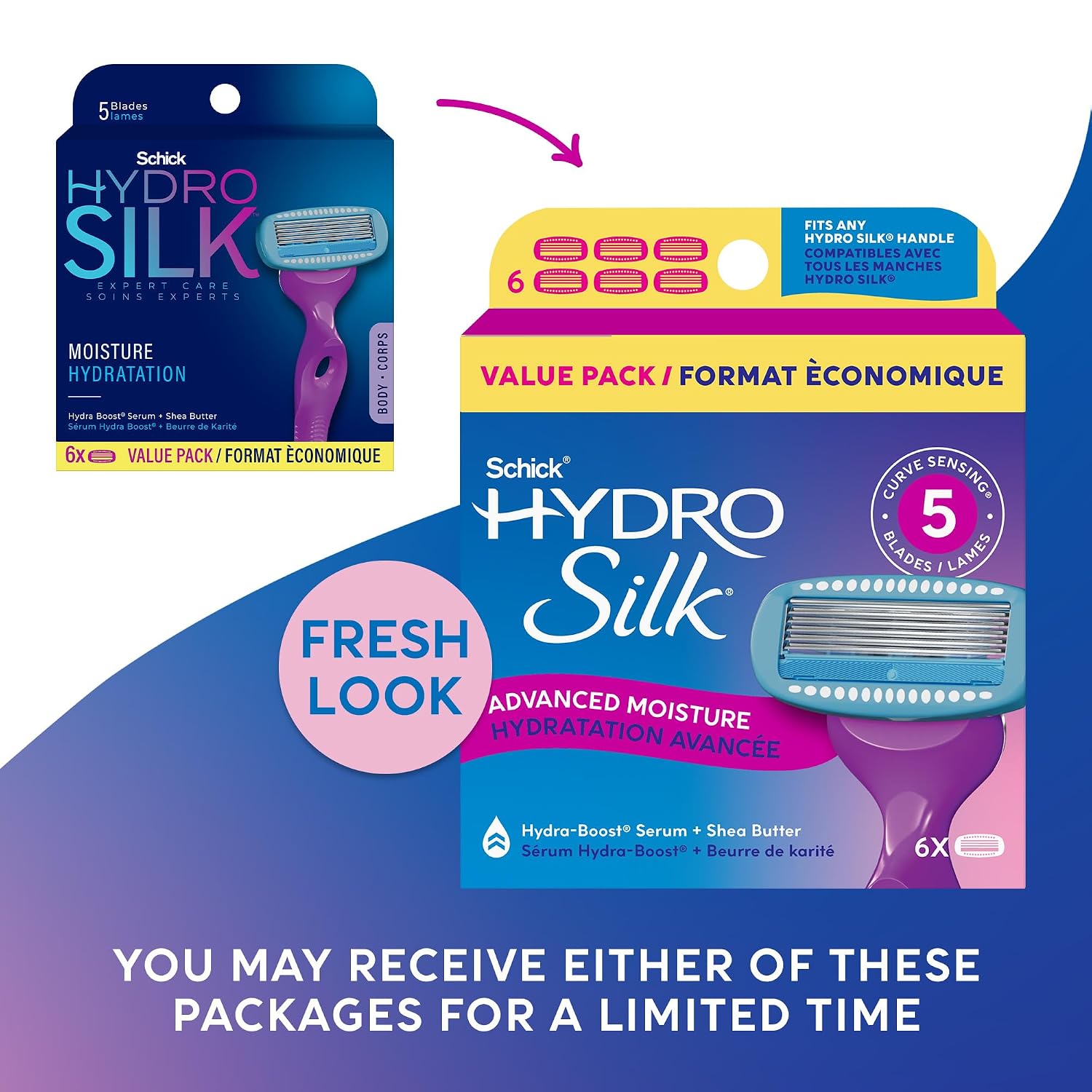 Schick Hydro Silk Moisture Razor Blade Refills, 4 Count | 5-Blade Moisturizing Razors for Women | Womens Moisturizing Razor Refills