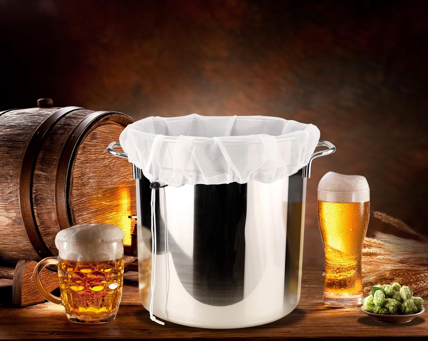 Brew Bags Reusable 3 Pack, Extra Large 26"x22" Fine Mesh Strainer Bag for Home Brewing Hops Grains Wine Beer Making Drawstring Straining Brew in a Bag