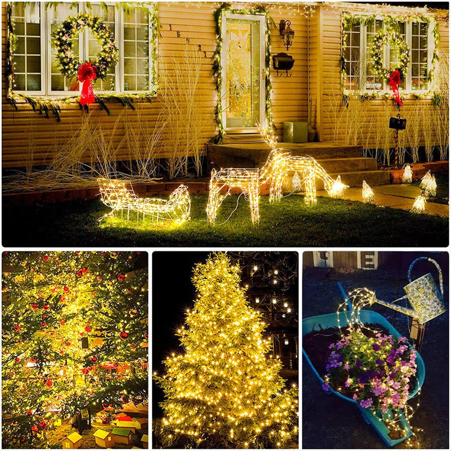 Solar Fairy String Lights, Cool White, 100Led, Outdoor Waterproof