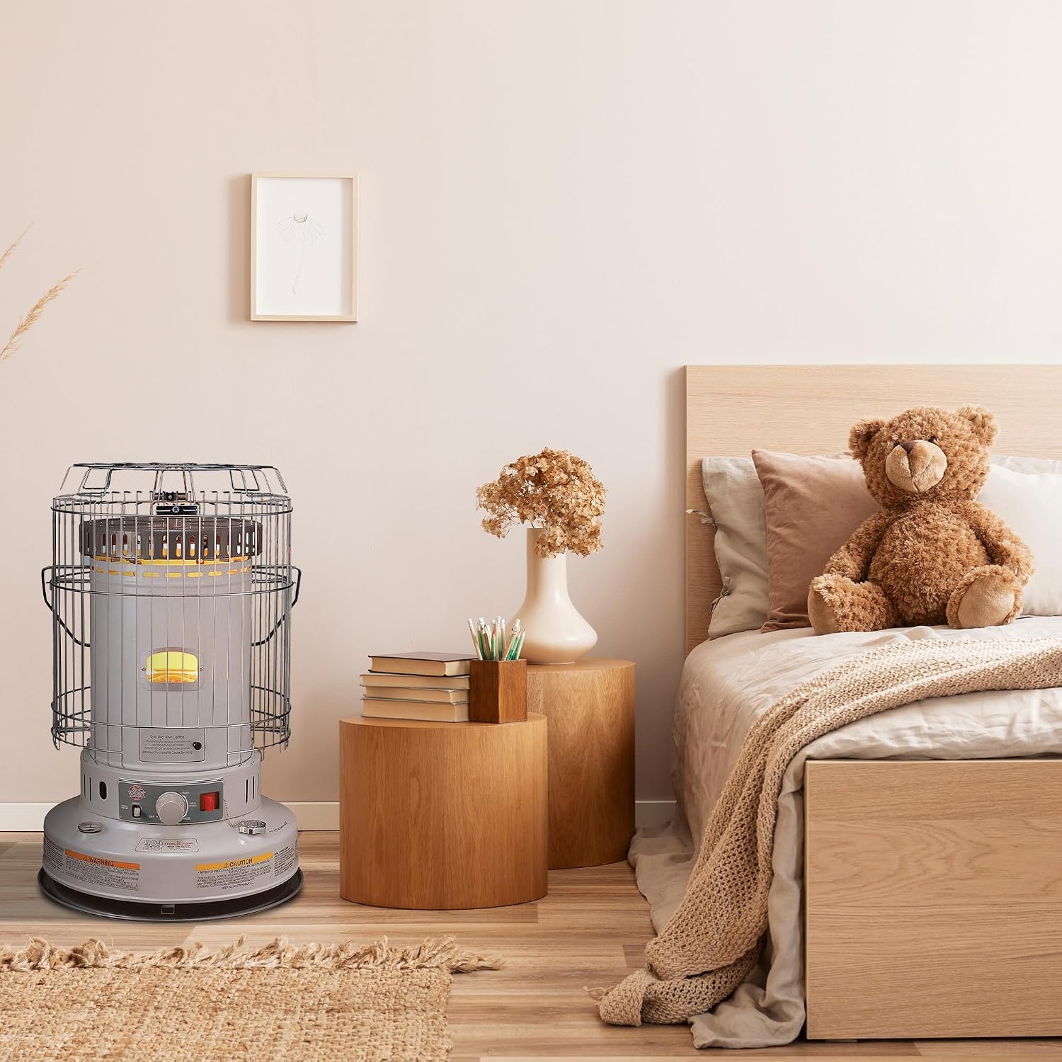 Comfort Glow Indoor Kerosene Convection Heater, 23, 800 BTUs, Grey - KW-24J | Heater for Winter Emergencies, 360 Degree Heating Radius, Heats up to 1