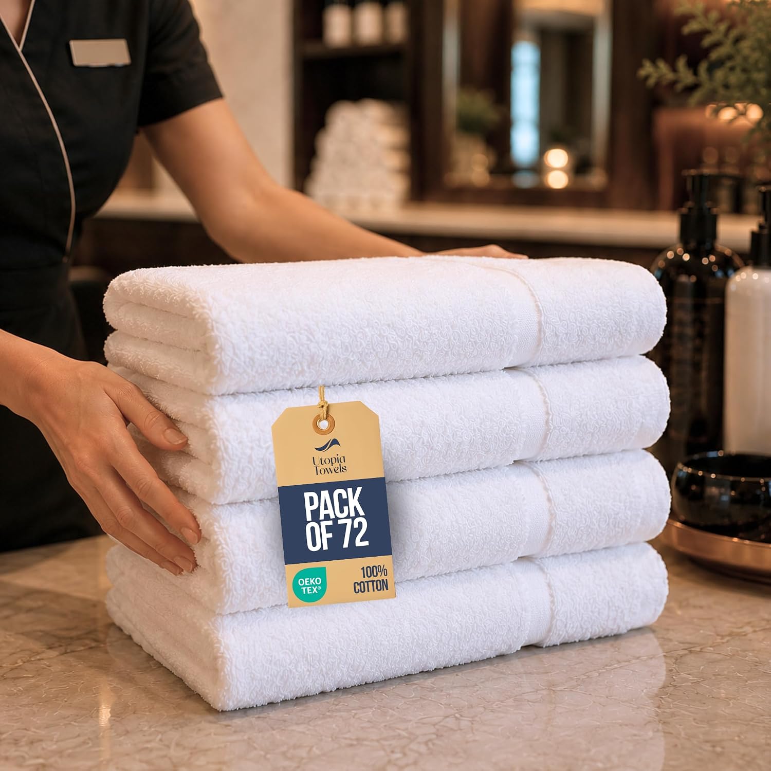 Utopia Towels Salon Towels, Pack of 24, 16x27 in, 100% Cotton, White | Highly Absorbent Lightweight Cotton Salon Towels for Hand, Gym & Beauty Care - Soft, Ideal for Spa & Home Hair Care