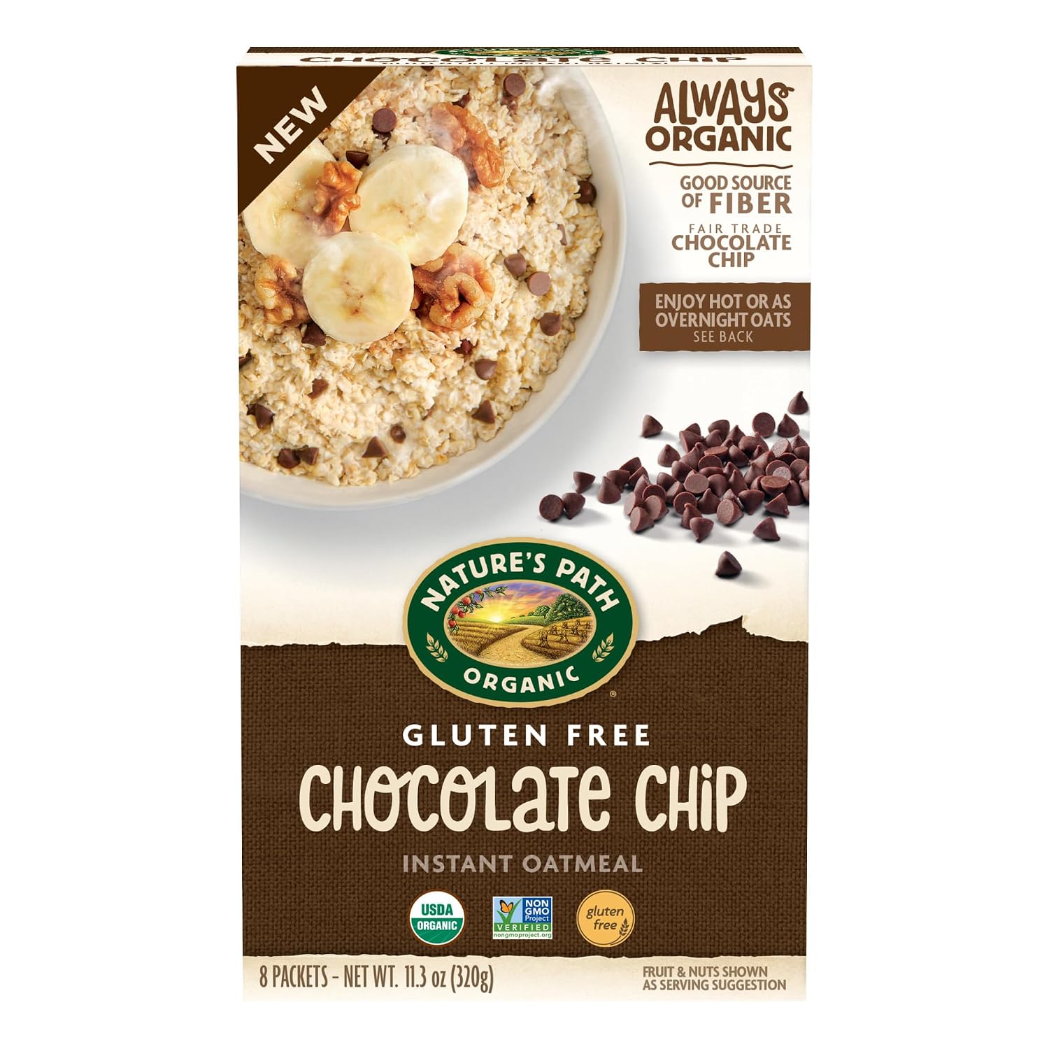 Natures Path, Oatmeal Brown Sugar Maple Gluten Free 8 Count Organic, 11.3 Ounce
