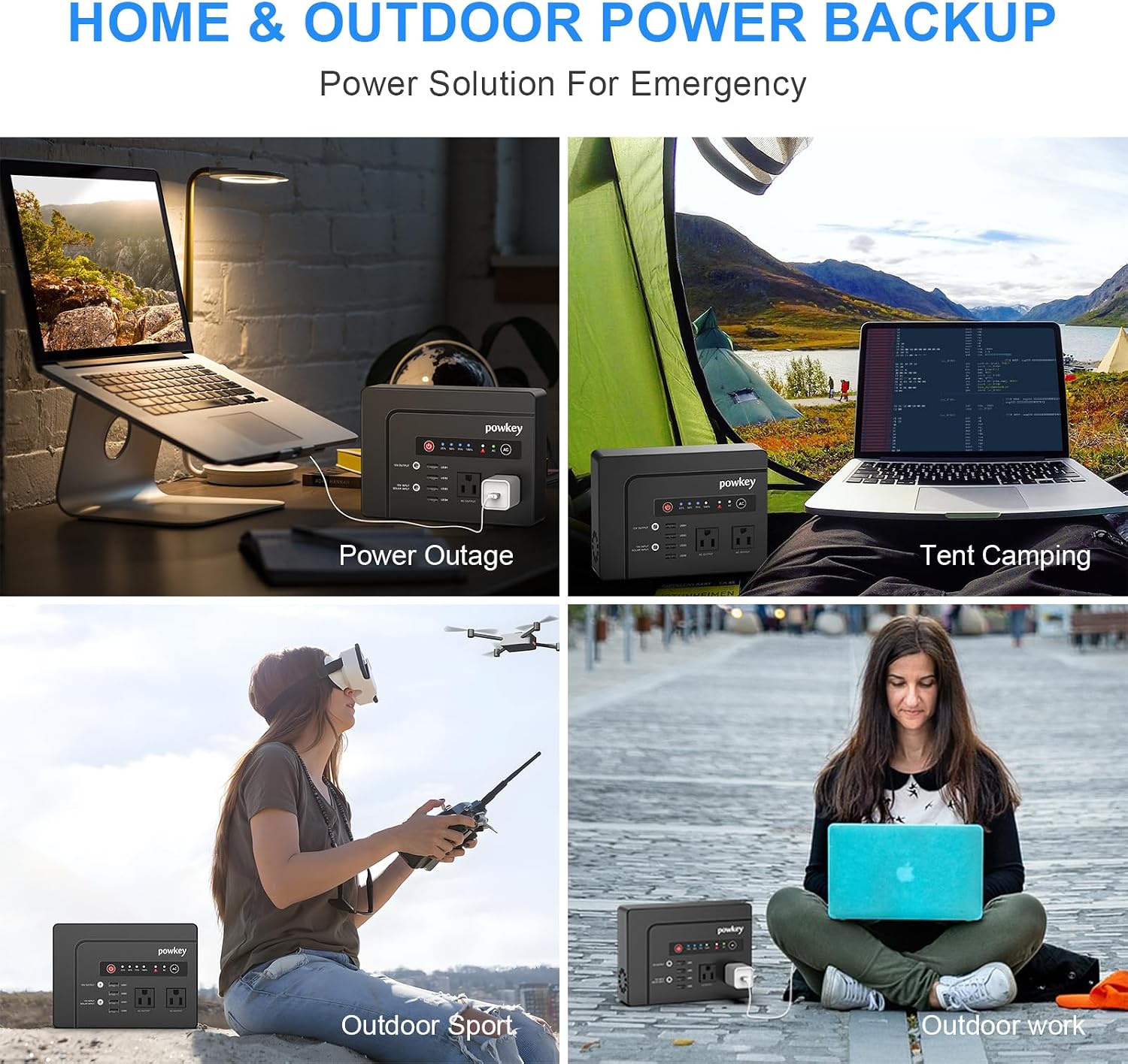 powkey 200W Portable Power Bank with AC Outlet 120V, 146Wh Power Station | Rechargeable Backup Lithium Battery Powered, Pure Sine Wave AC Outlet for Outdoor RV Trip Travel Home Office Emergency
