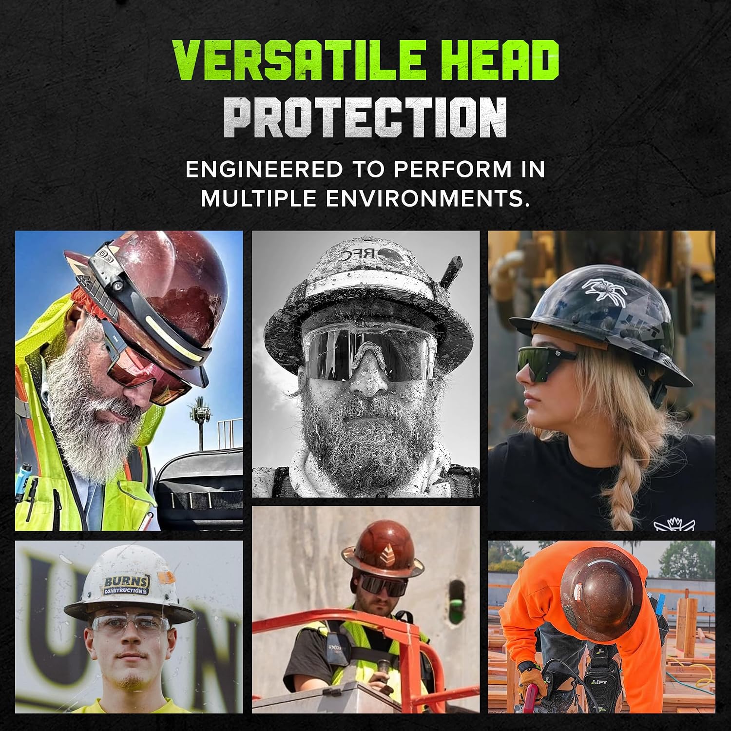 LIFT SAFETY Dax Carbon Fiber Full Brim Hard Hat | Safety/Construction Helmet w/ 6 Point Suspension for Comfort & Impact Protection