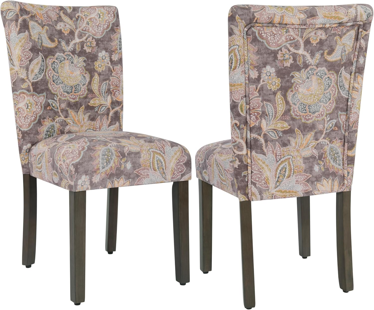 Homepop Home Decor | Classic Upholstered Parsons Dining Chairs | Set of 2 Accent Dining Chairs with Nailhead Trim, Natural Linen