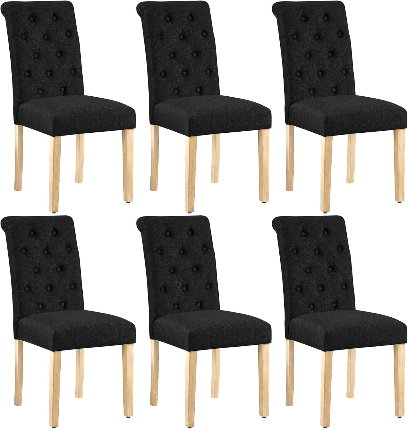 Yaheetech Dining Chairs Set of 2 Modern Upholstered Parson Chairs Dark Gray