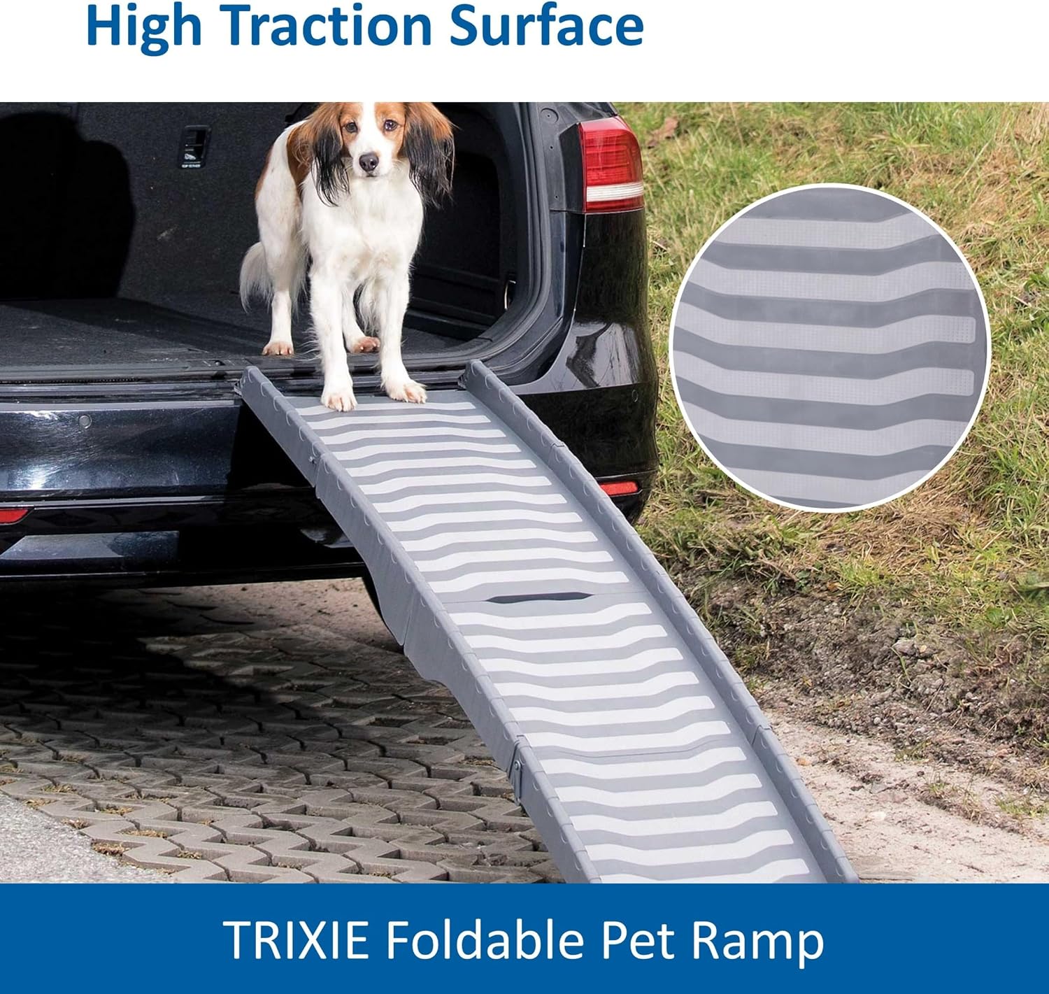 Trixie Folding Pet Ramp, Black | Folding Dog Ramp with High Traction Surface, Ideal for Cars and SUVs, Foldable, Easy to Store and Clean