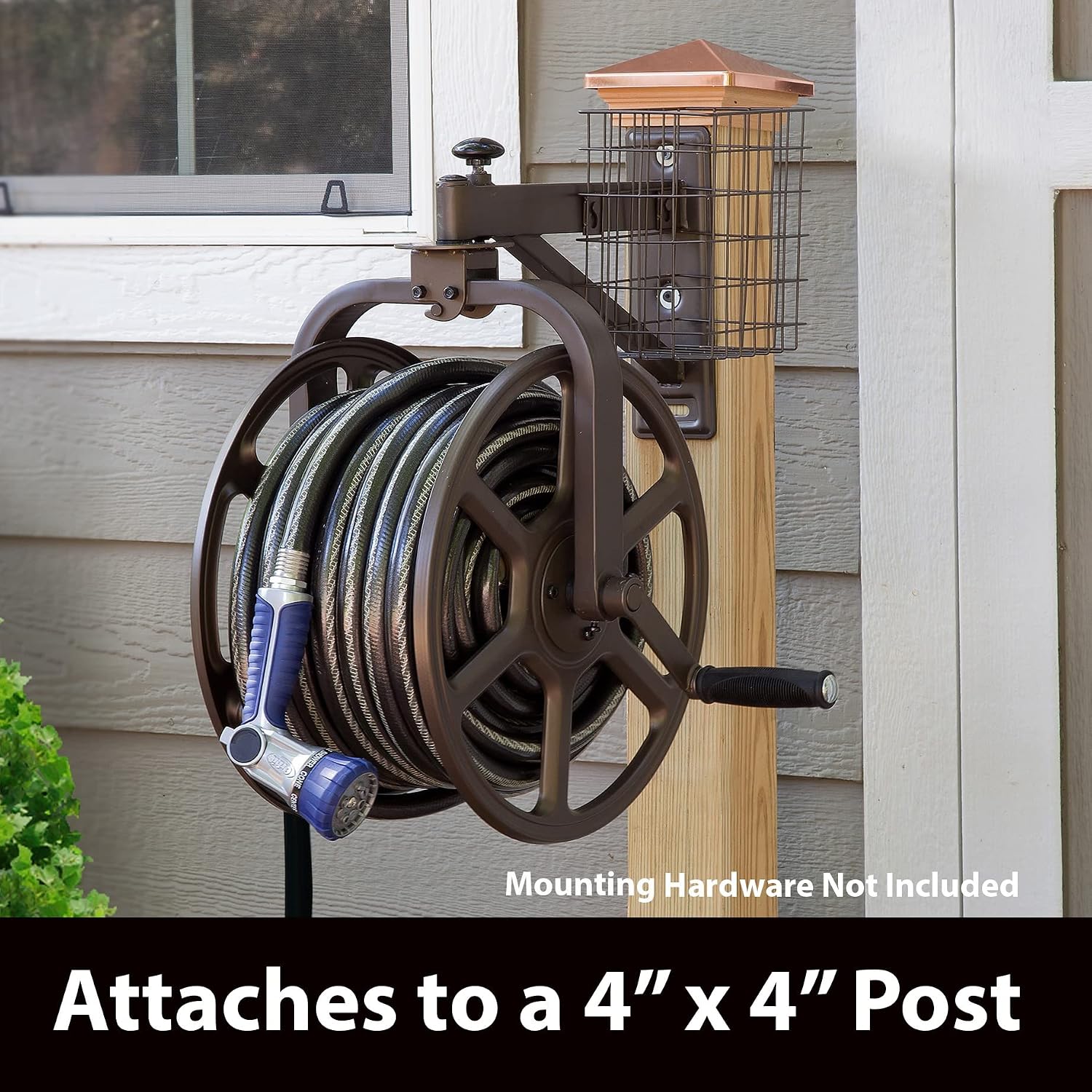 Liberty Garden 710 Navigator Rotating Garden Hose Reel, Holds 125-Feet of 5/8-Inch Hose - Bronze