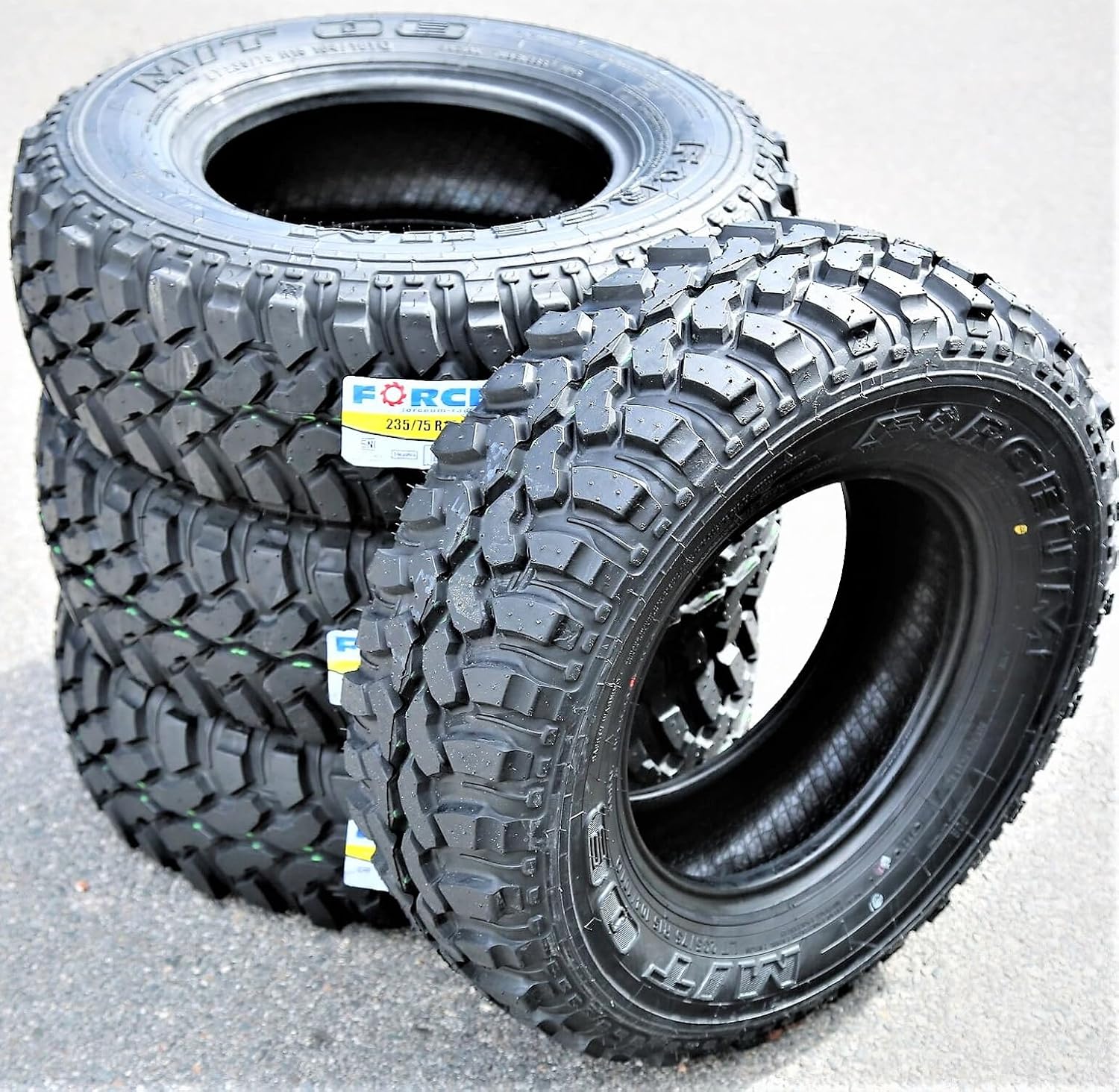 Forceum M/T 08 Mud Off-Road Light Truck Radial Tire-LT235/75R15 235/75/15 235/75-15 104/101Q Load Range C LRC 6-Ply BSW Black Side Wall | Light