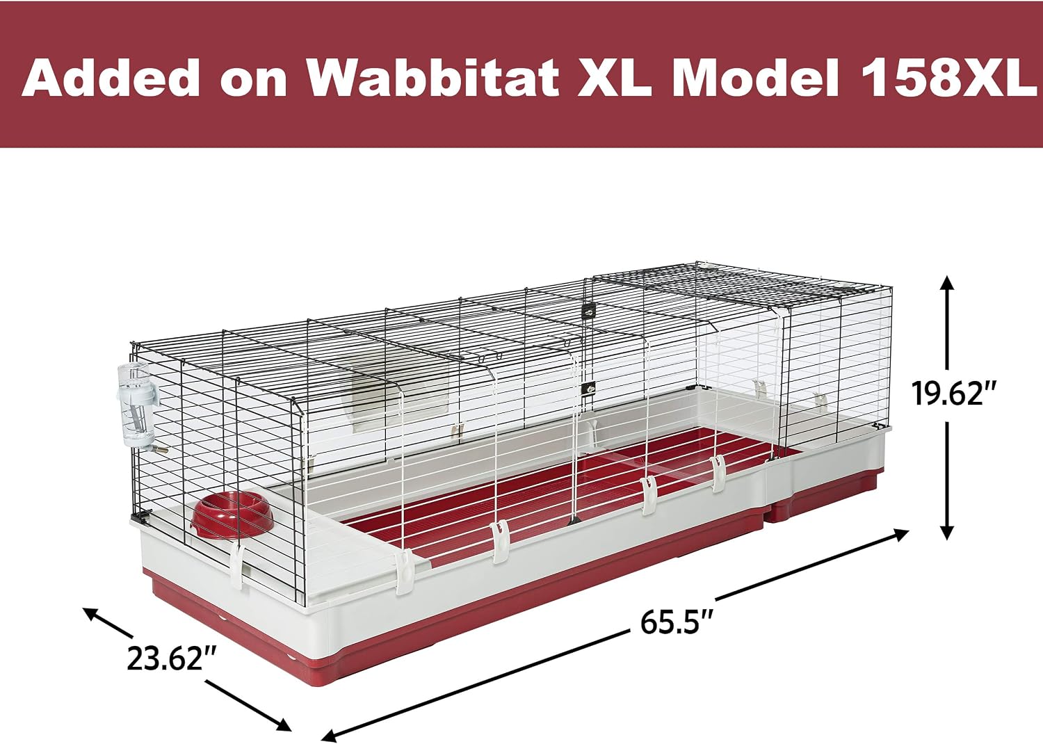 MidWest Homes for Pets 158 Wabbitat Deluxe Rabbit Home, Rabbit Cage, 39.5 L x 23.75 W x 19.75 H Inch, Maroon/White