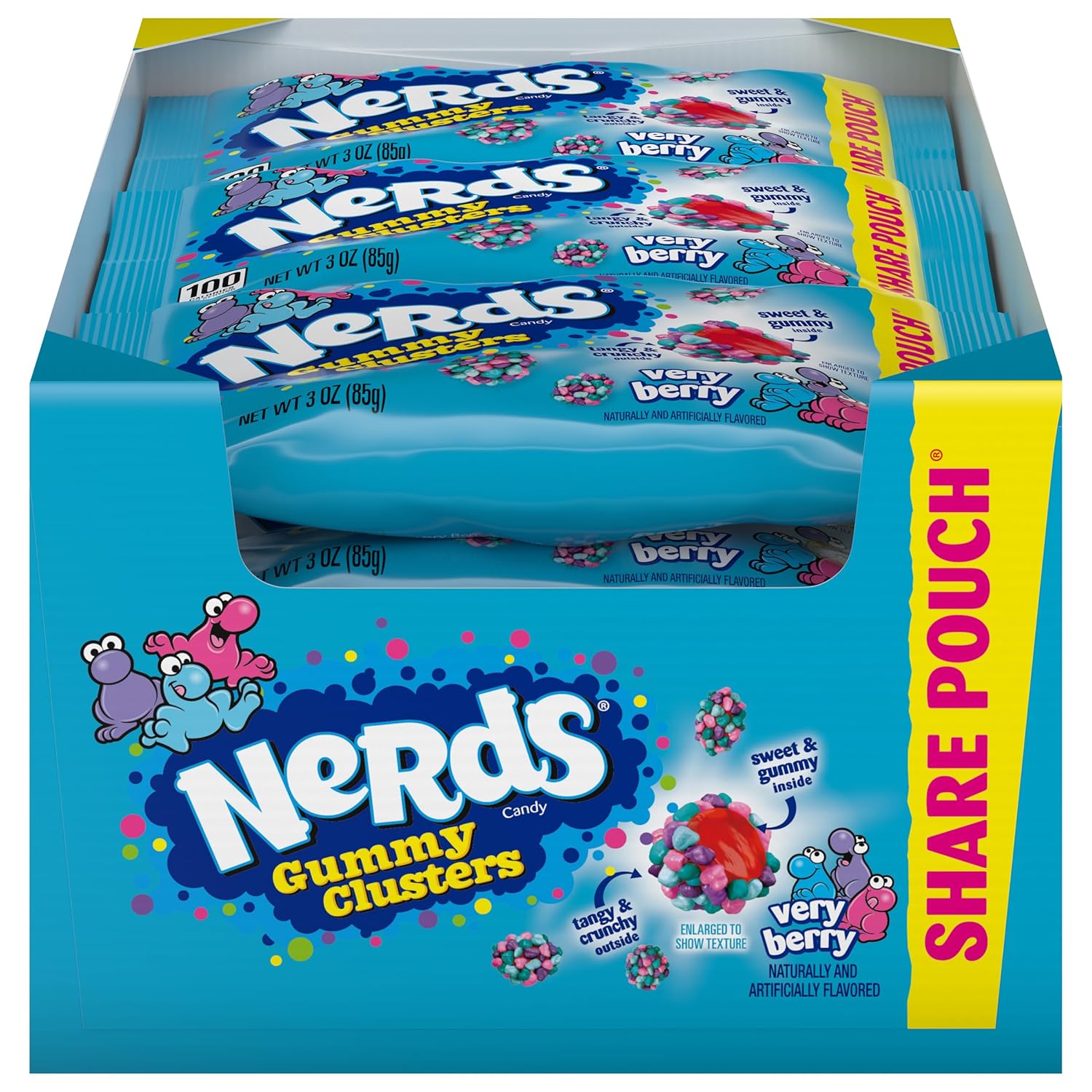 Nerds, Gummy Clusters Candy, Rainbow, Crunchy and Gummy, 8 Ounce
