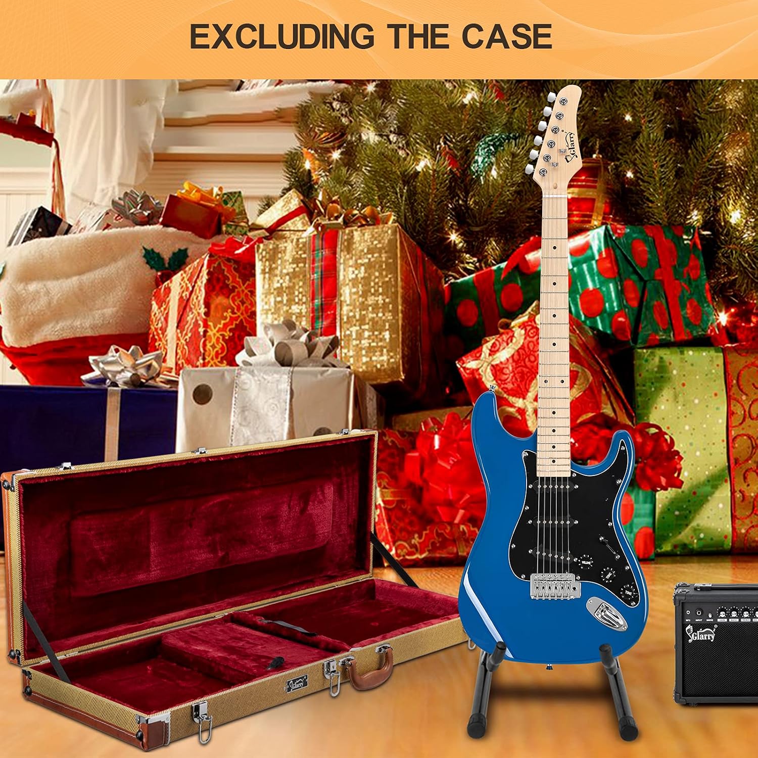 GLARRY Full Size Electric Guitar for Music Lover Beginner with 20W Amp and Accessories Pack Guitar Bag (DARK BLUE, 39" Right Handed)