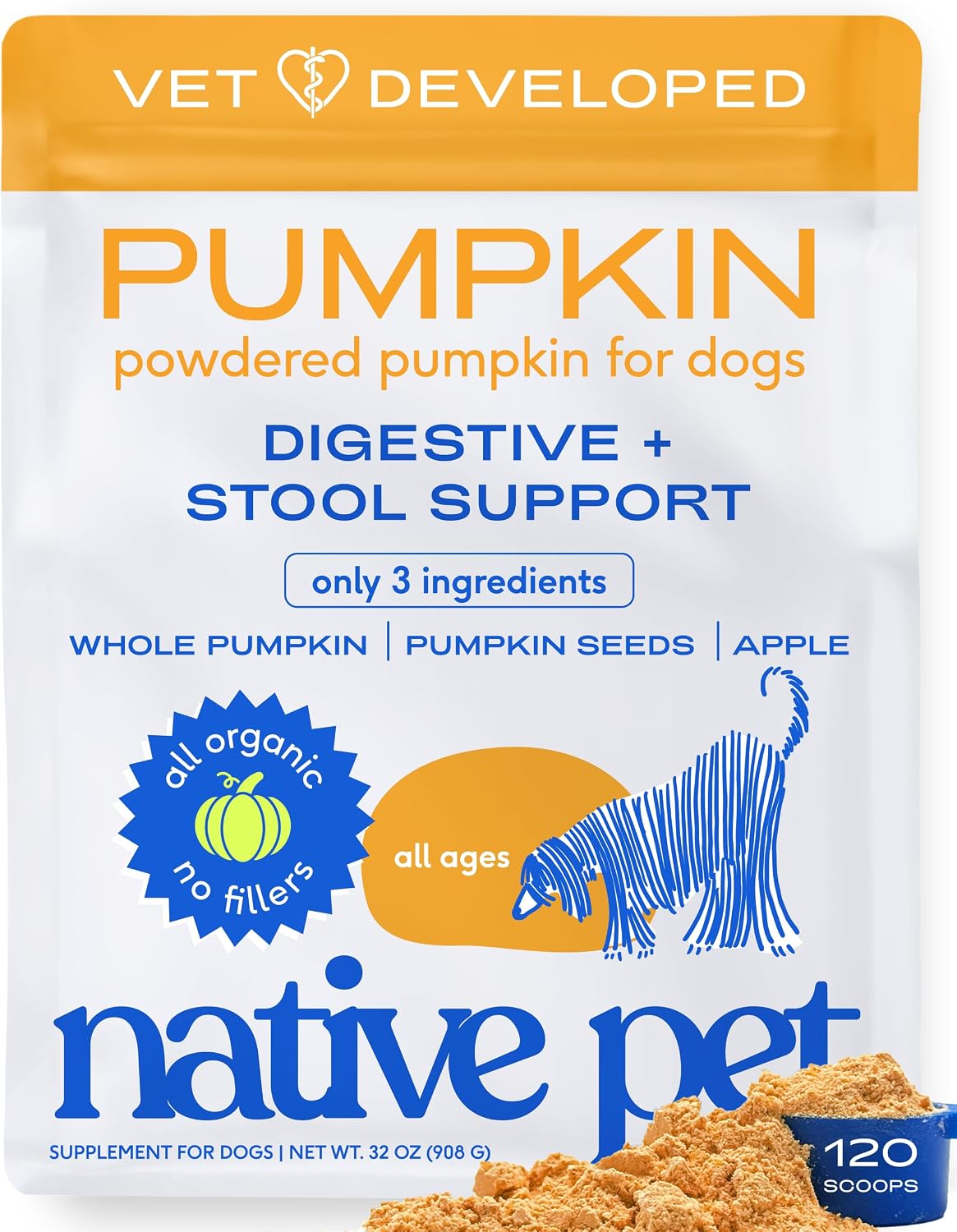 Native Pet Probiotics for Dogs – Dog Probiotic Powder for Gut & Digestive Health, Vet-Formulated 6B CFUs Dog-Specific Probiotic Strains