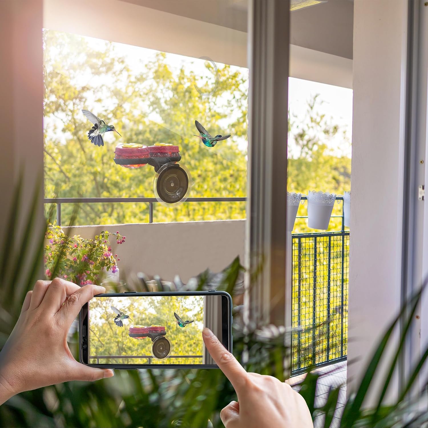ORIENTOOLS 2Pcs Mini Handheld Hummingbird Feeders, Suction Cup Window Glass | 2 hummingbird feeders