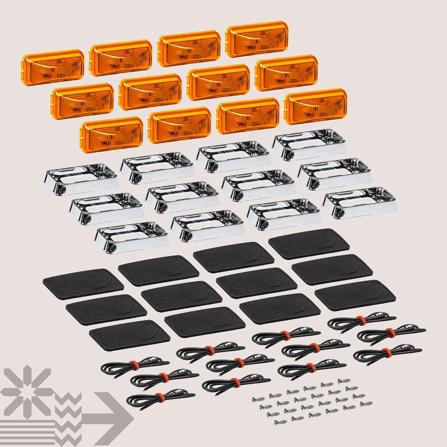 TRUE MODS 2pc 2.5" Amber Rectangle LED Trailer Marker Lights for Truck RV