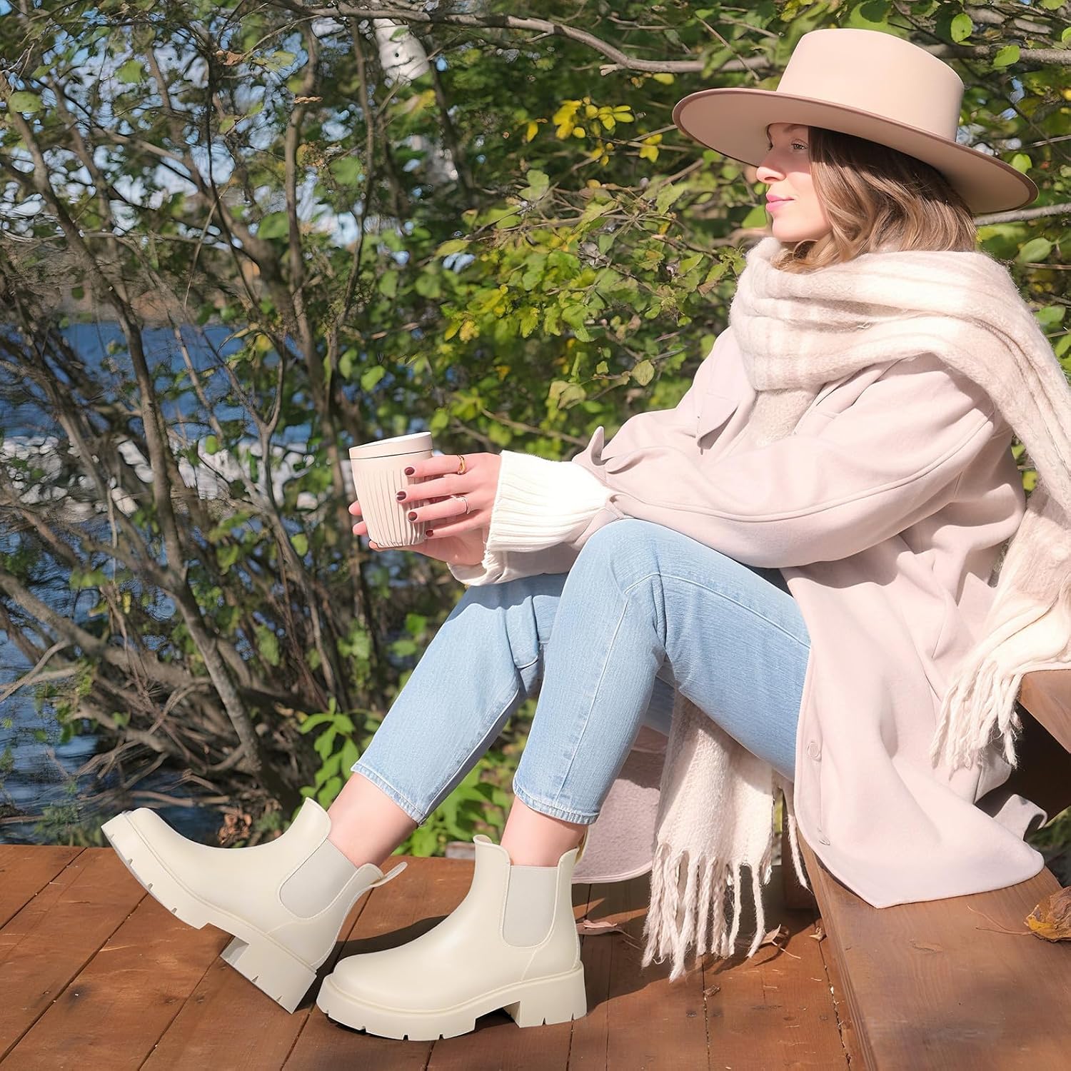 Asgard Women's Ankle Rain Boots Waterproof Chelsea Boots