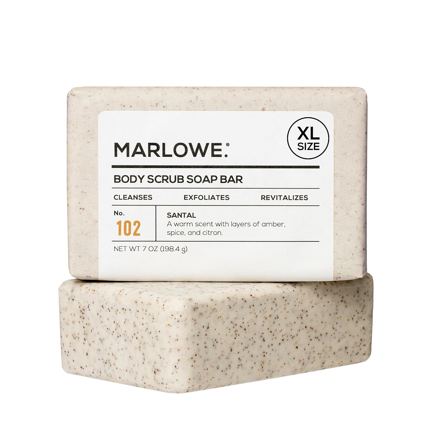 MARLOWE. Body Scrub Soap, Exfoliating Soap Bar, Sage + Fir, 7 oz | Scrub Soap Bar that deeply cleanses and exfoliates while buffing away rough, dry skin. Original Sage + Fir scent.