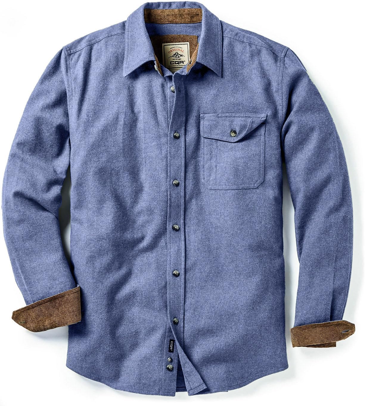 CQR Men's 100% All Cotton Button Down Flannel Shirts, Long Sleeve Brushed Warm Soft Casual Outdoor Plaid Shirt