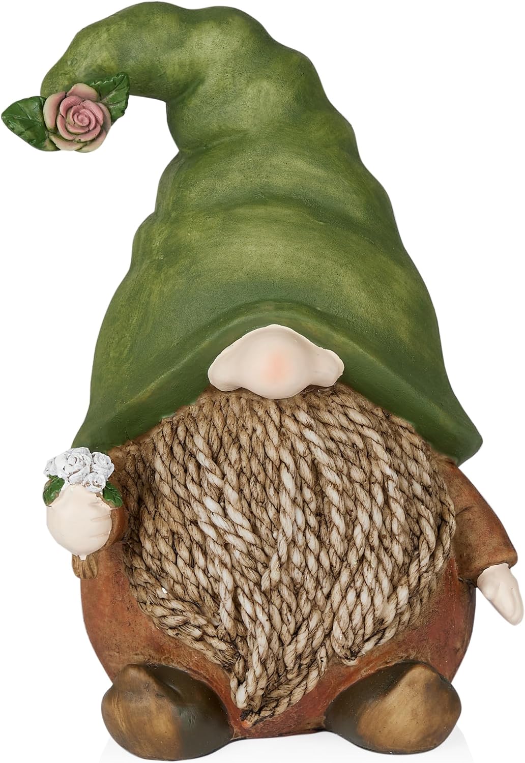 Alpine Corporation 12" Tall Traditional Outdoor Garden Gnome Yard Statue Decoration