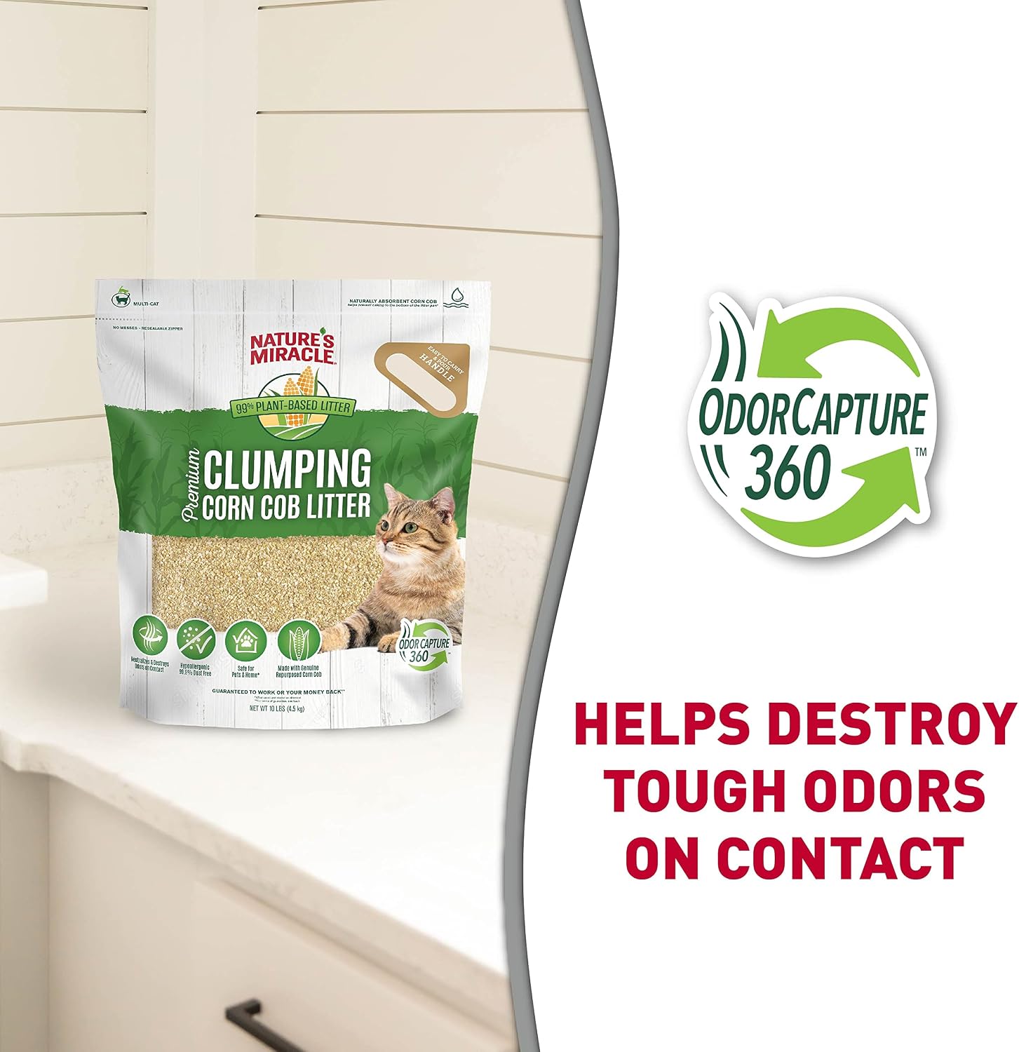 Nature's Miracle Premium Clumping Corn Cob Litter, Tough Odor Bio-Enzymatic Formula, Dust Free