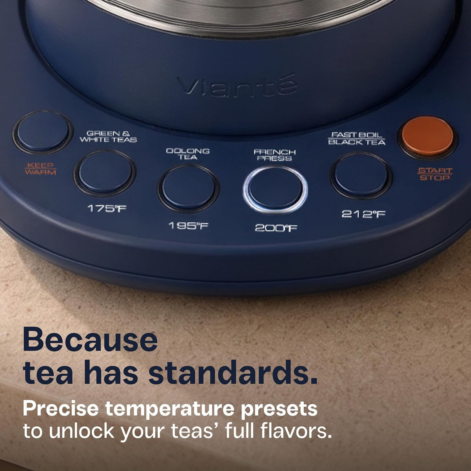 Viante Alba Electric Tea Kettle With Infuser, No Plastic, 1.5L