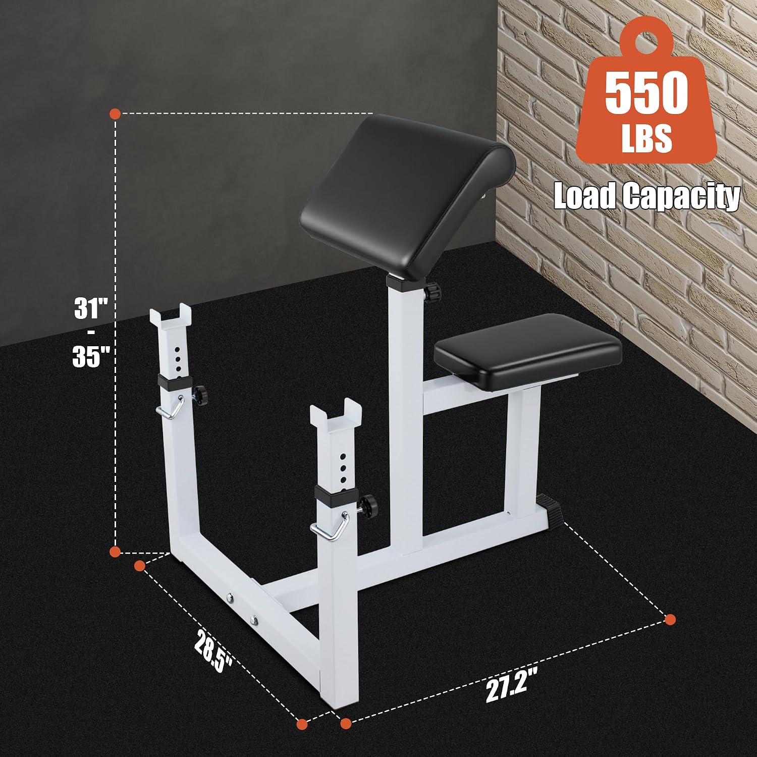 Adjustable Arm Preacher Curl Bench Bicep Strengh Bench Seated Strenghthen Training Isolated Barbell Dumbell Biceps Station for Home Gym
