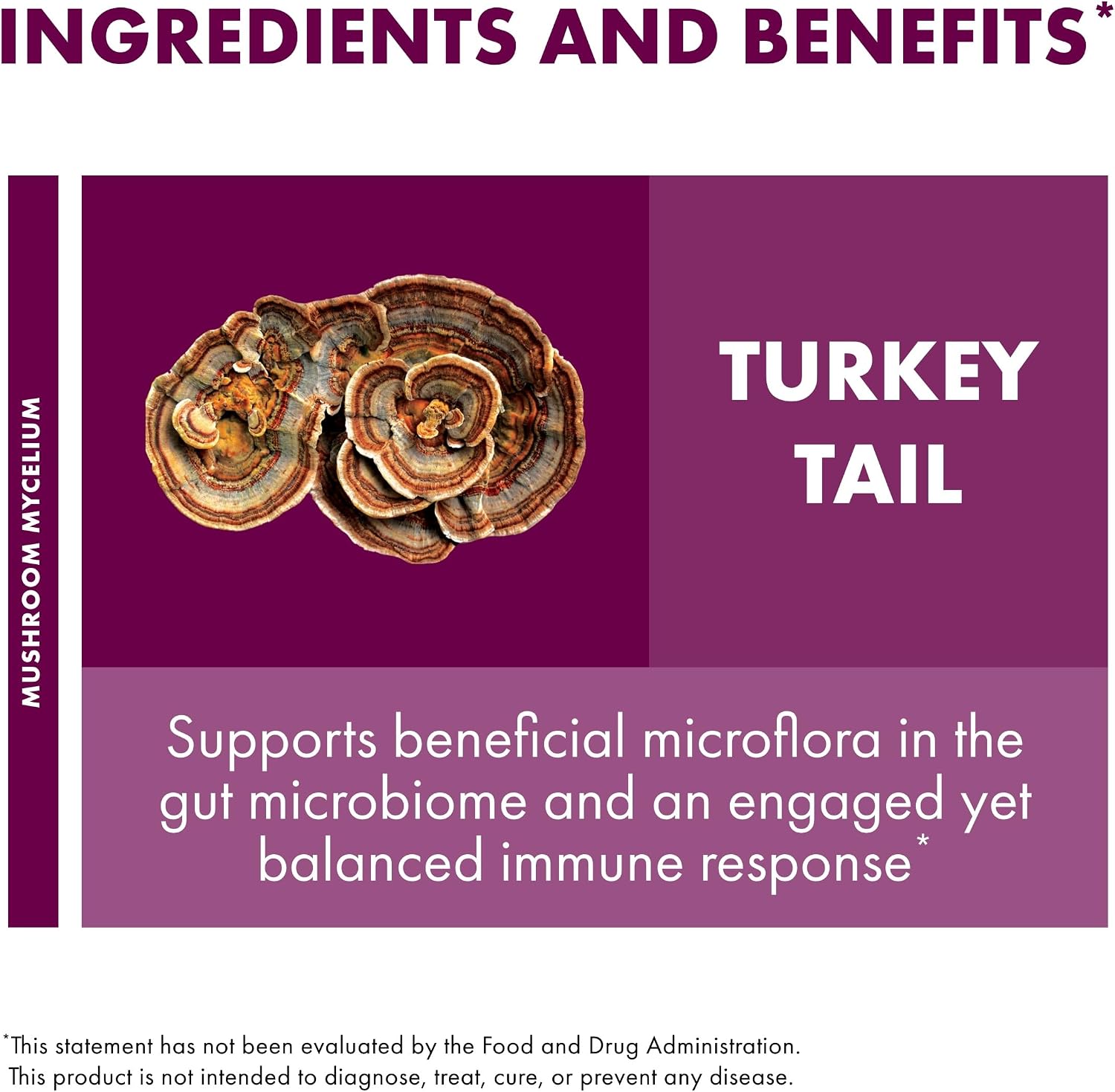 Host Defense Turkey Tail Capsules - Digestive Health & Immune Response Support Supplement - Mushroom Supplement for Gastrointestinal & Gut Microbiome Support - 120 Capsules