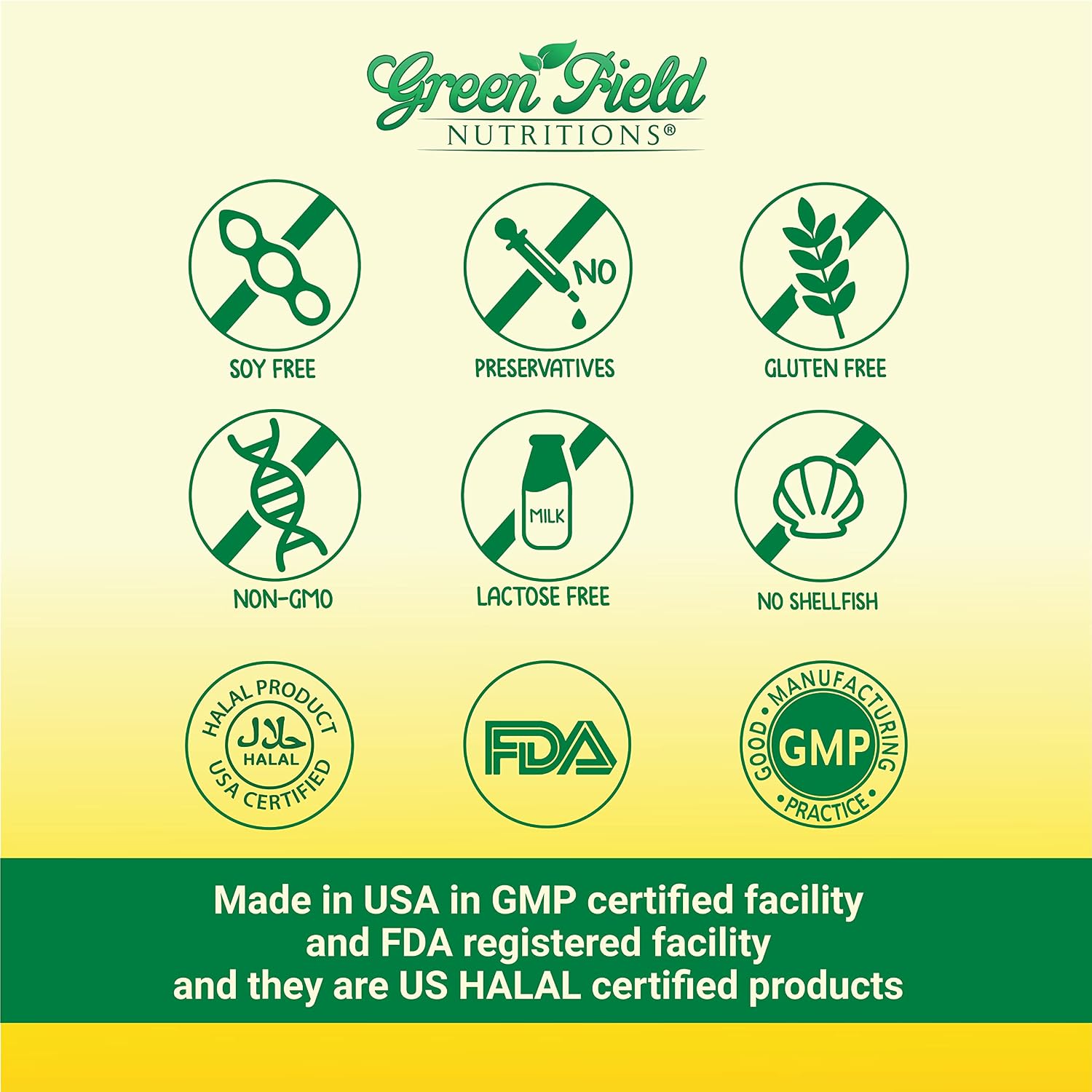 Greenfield Nutritions Halal Fish Oil 1000mg, 300mg Halal Omega 3, Small Wild Peruvian Fish Oil Halal Vitamins, EPA 180 mg & DHA 120mg, Non-GMO