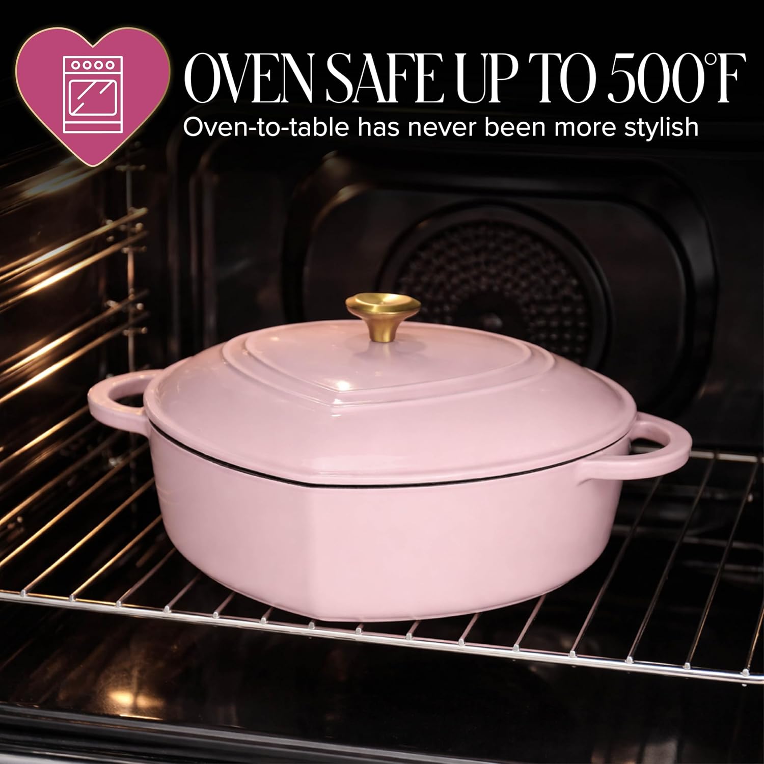 Paris Hilton Enameled Cast Iron Dutch Oven Pot with Lid, Heart-Shaped Dutch Oven, Durable Cast Iron Pot with Dual Handles, Oven Safe to 500°F, Works on All Stovetops, 2-Quart, Cream