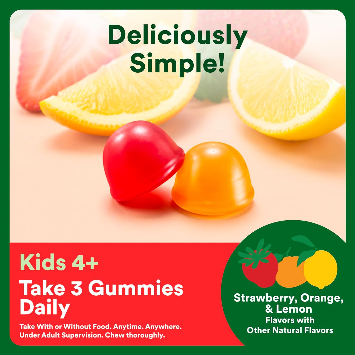 SmartyPants Kids Multivitamin Gummies and Fiber Supplement: Vitamin D3, C, Vitamin B12, B6, A, Zinc, Biotin, Inositol, Fiber Gummies, Three Fruit Flavors, 120 Count (30 Day Supply)