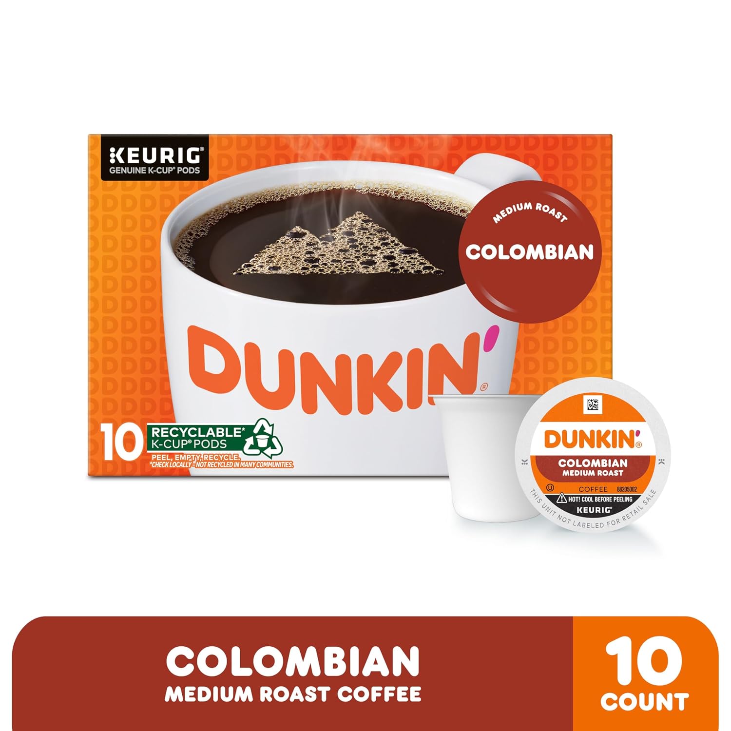 Dunkin’ Original Blend Medium Roast Coffee, Keurig K-Cup Pods, 10 Count Box