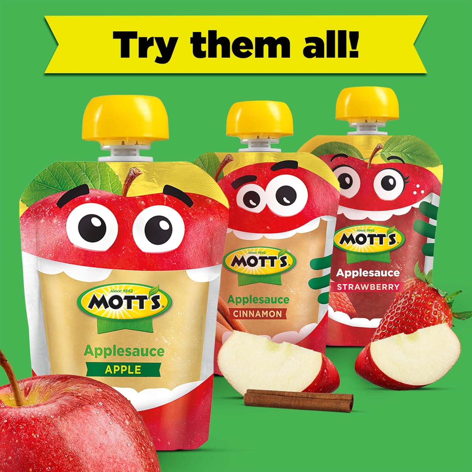Mott's Original Applesauce, 3.2 Oz Clear Pouches, 48 Count (4 Packs Of 12), No Artificial Flavors, Good Source Of Vitamin C, Nutritious Option For The Whole Family