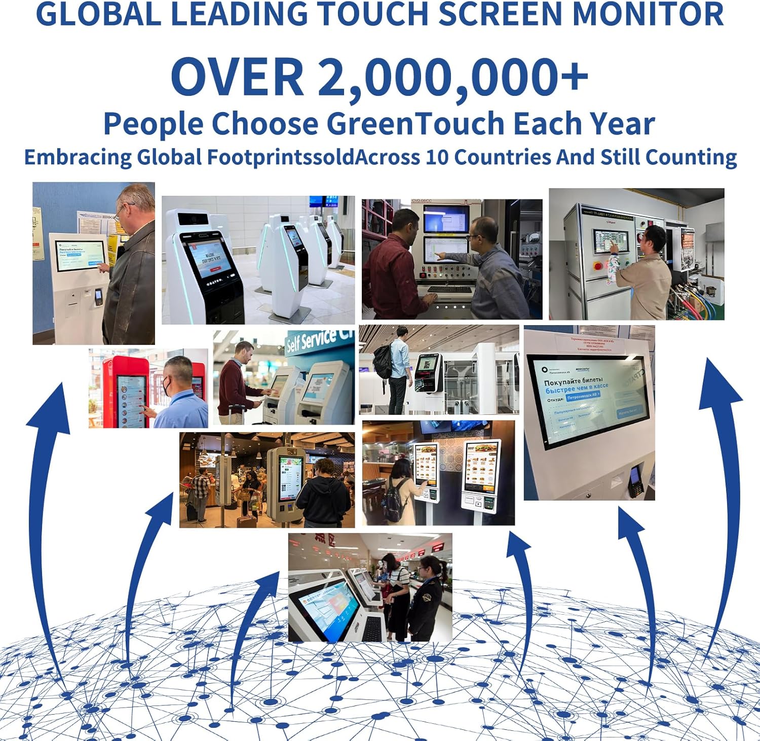 GreenTouch 18.5 Industrial Touch Monitor Open Frame, HDMI/VGA/DVI Interface, Muliti Touch Capacitive Touch Screen Technology