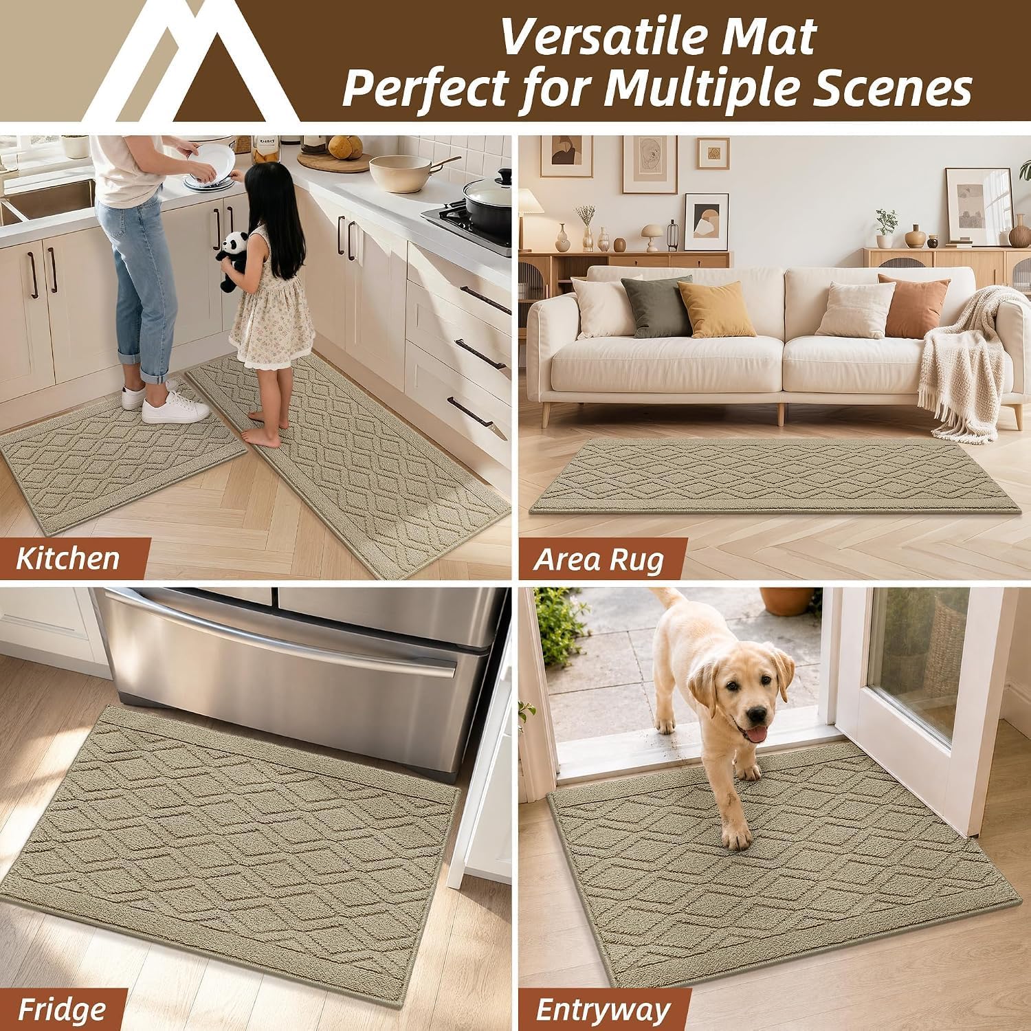 COSY HOMEER 48x20Inch/30X20Inch Kitchen Rug Mats,Grey