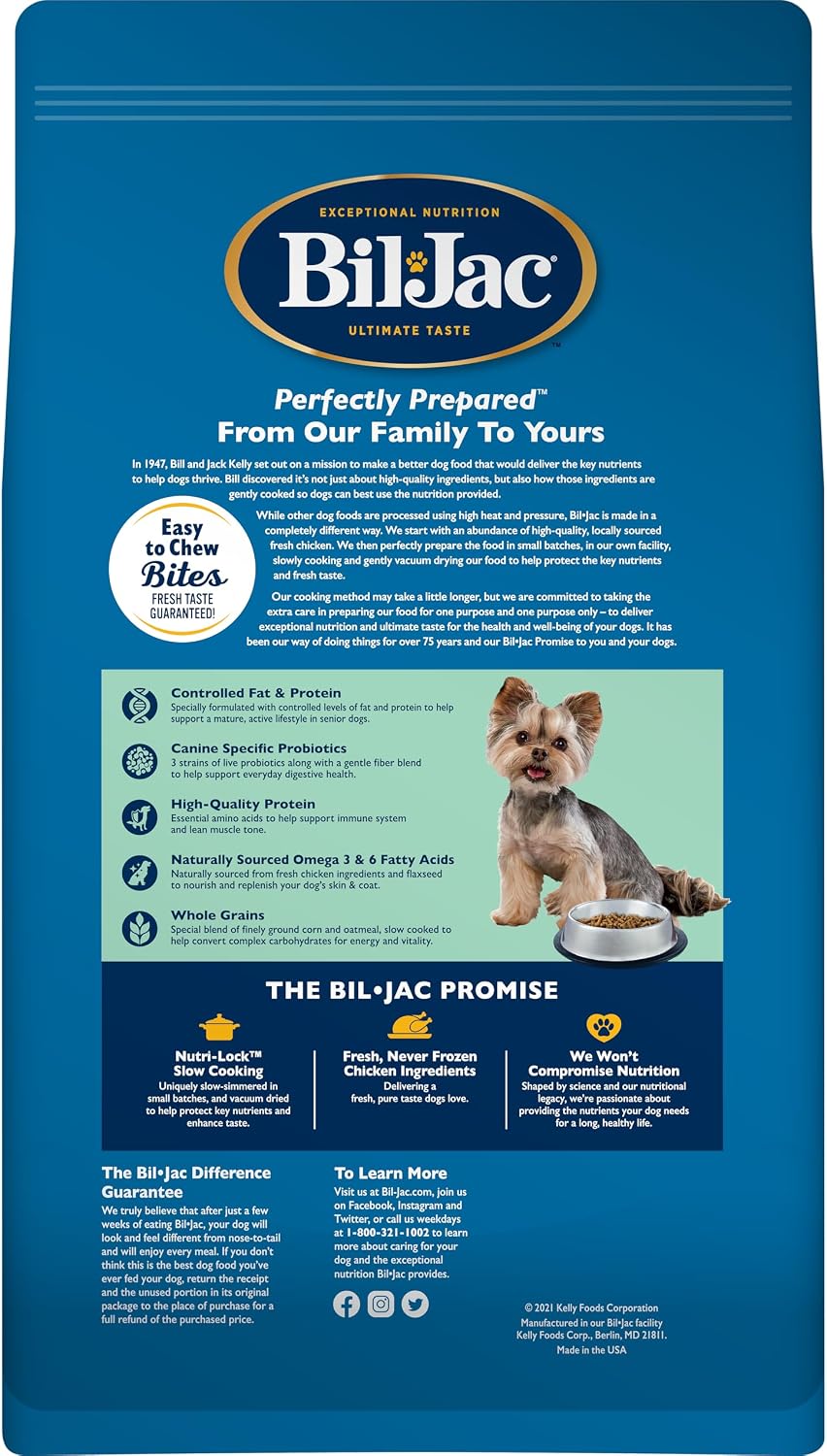 Bil-Jac Small Breed Puppy Dry Dog Food with Chicken, Oatmeal & Yams | 6 lb | Fresh Chicken Is the #1 Ingredient with Probiotics, Easy-to-Chew Bites & Omega Fatty Acids to Support Healthy Puppy Growth