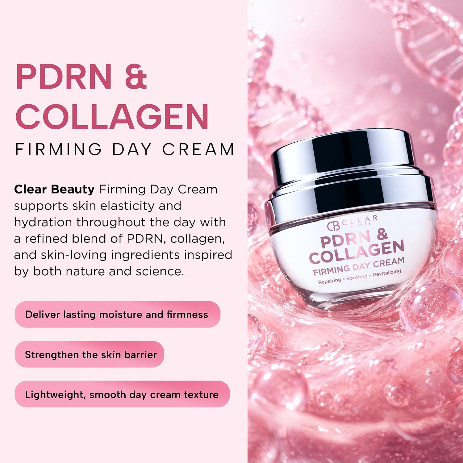 Clear Beauty 24K Gold & Collagen Day Cream Face Moisturizer – Dermatologist Tested, Anti Aging Korean Skin Care – Anti Wrinkle