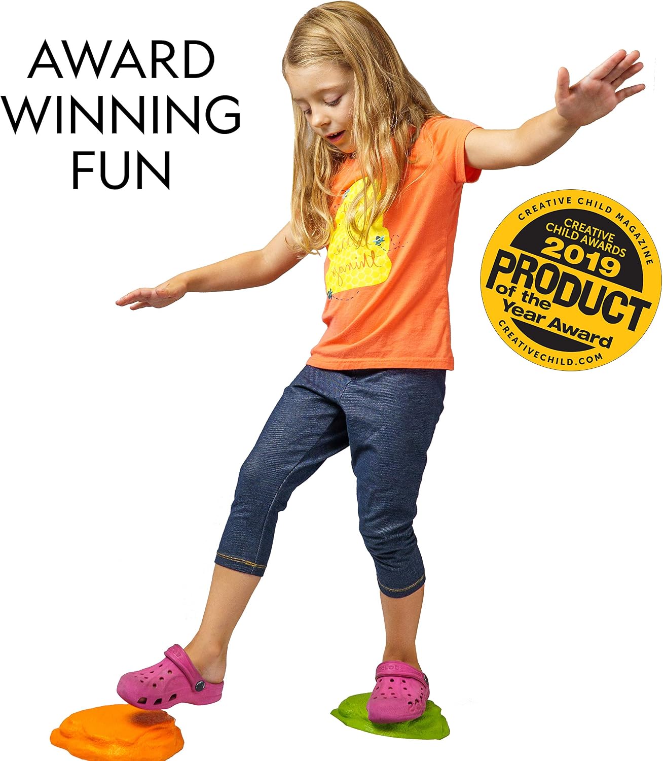 NATIONAL GEOGRAPHIC Stepping Stones for Kids – 10 Soft Durable, Encourage Toddler Balance & Gross Motor Skills, Indoor & Outdoor Toys