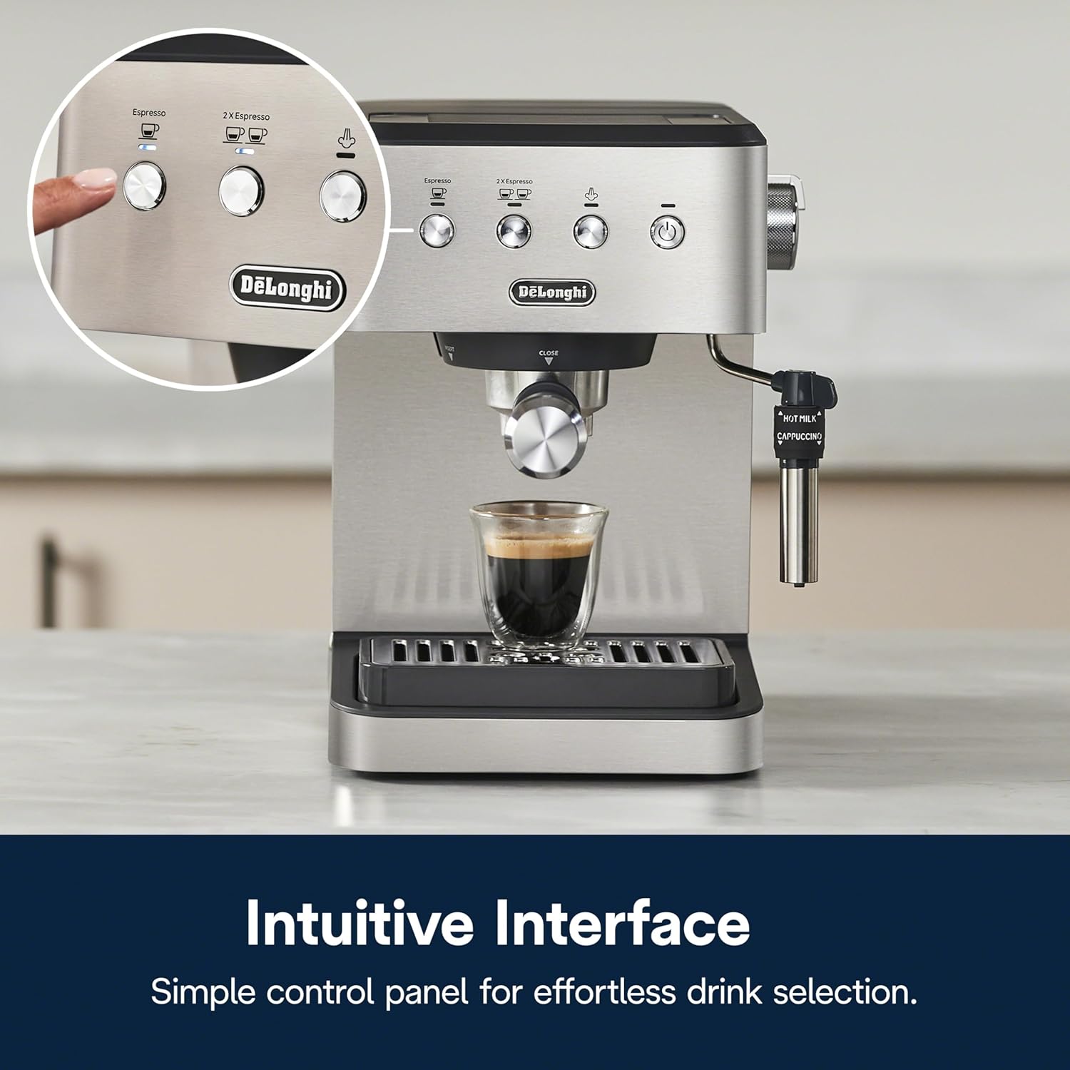 De'Longhi Stilosa Compact Manual Espresso Machine, Manual Milk Frother