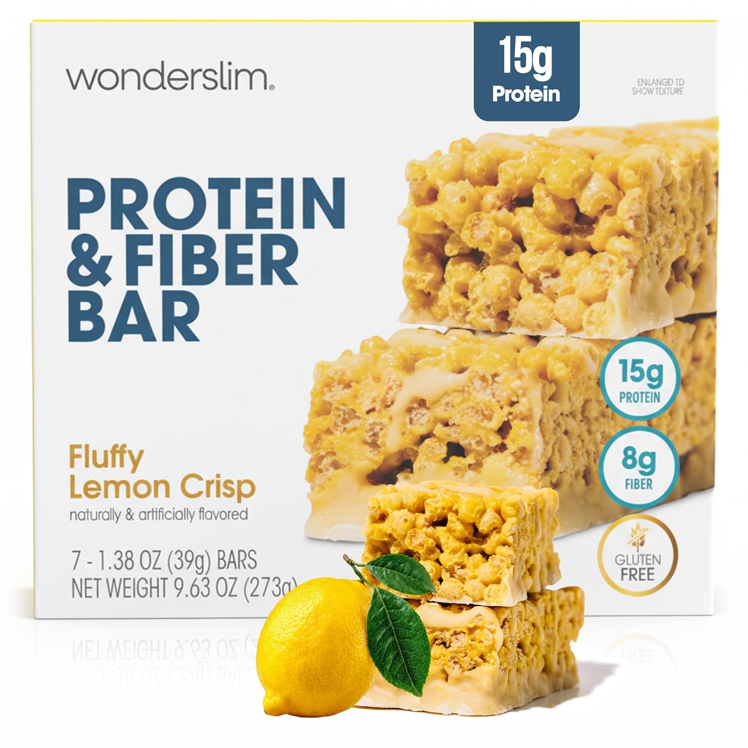 Wonderslim High Fiber Protein Bars, Low Calorie Snack – Fluffy Nutter, 7ct | 15g Protein, 7g Fiber – Gluten-Free, Low Sugar, Protein Snack Bars for Hunger & Craving Control, Weight Management Support