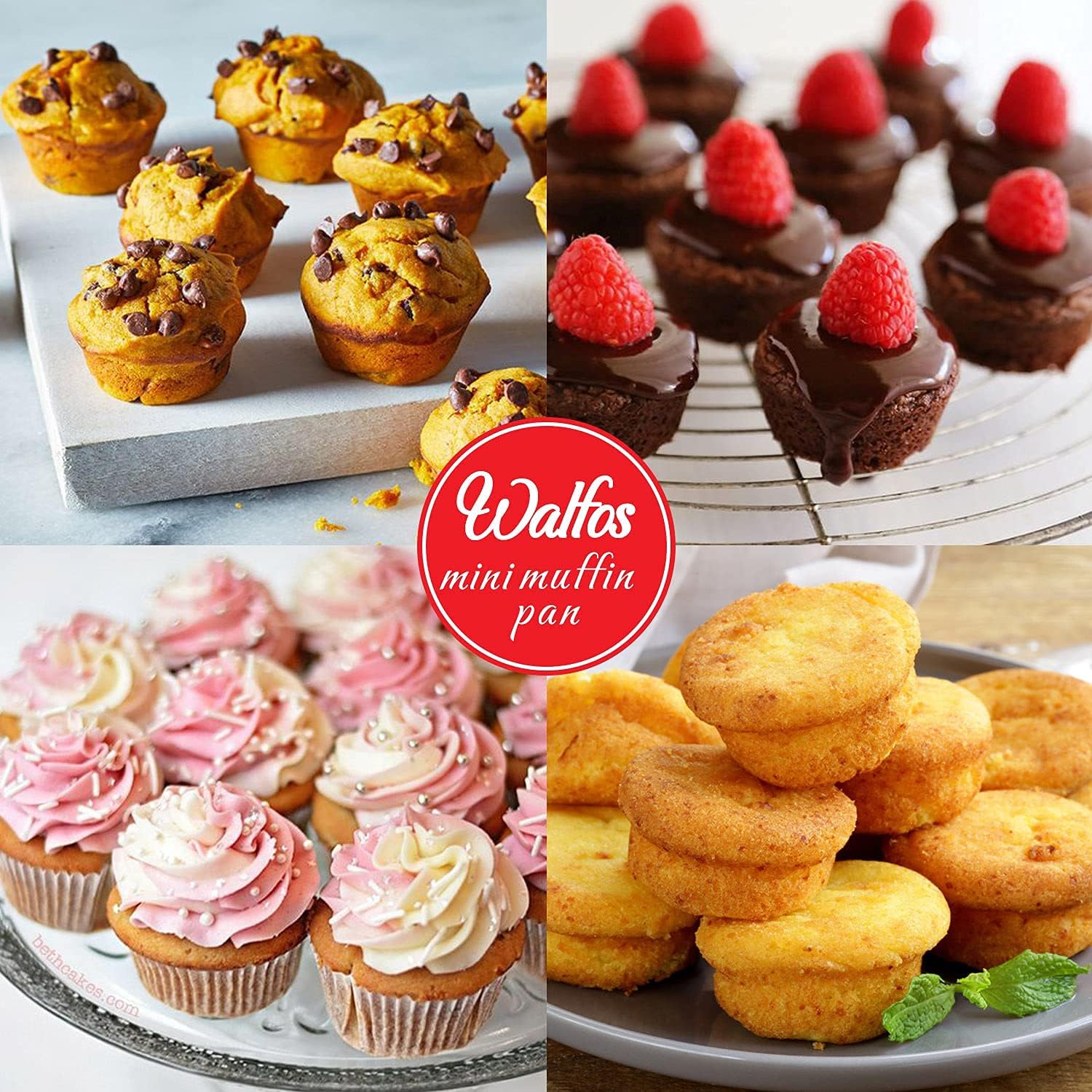 Walfos Silicone Texas Muffin Pan - 6 Cup Jumbo Silicone Cupcake Pan, Non-Stick, Just Release! Perfect for Egg Muffin