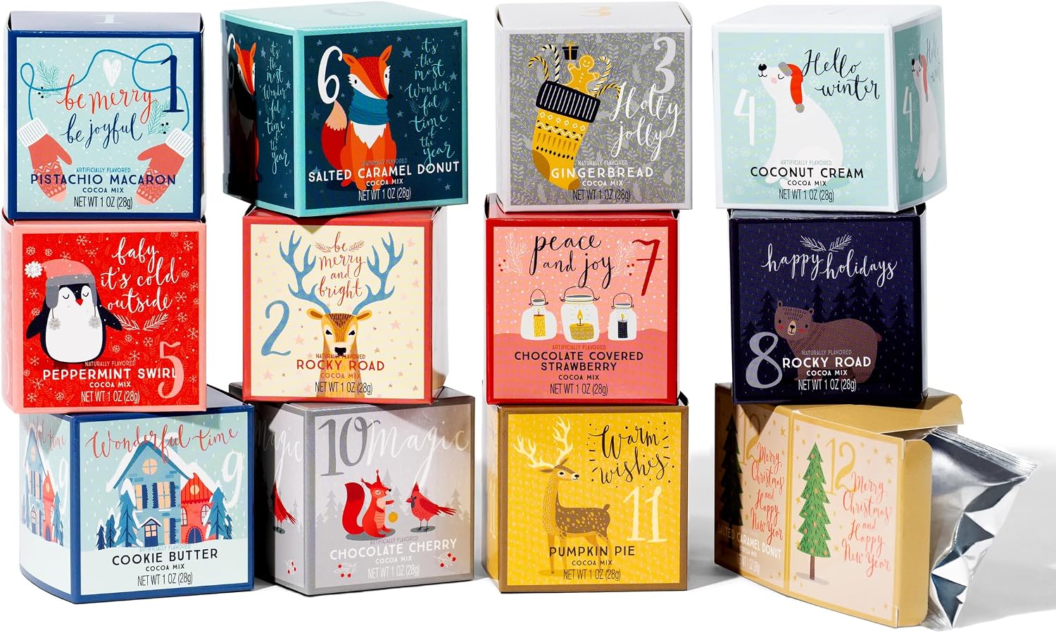 12 Days of Christmas Hot Chocolate Gift Set, 12 Gourmet Hot Cocoa Mixes | Holiday Cocoa Assortment, Advent Style Countdown, Holiday Traditions
