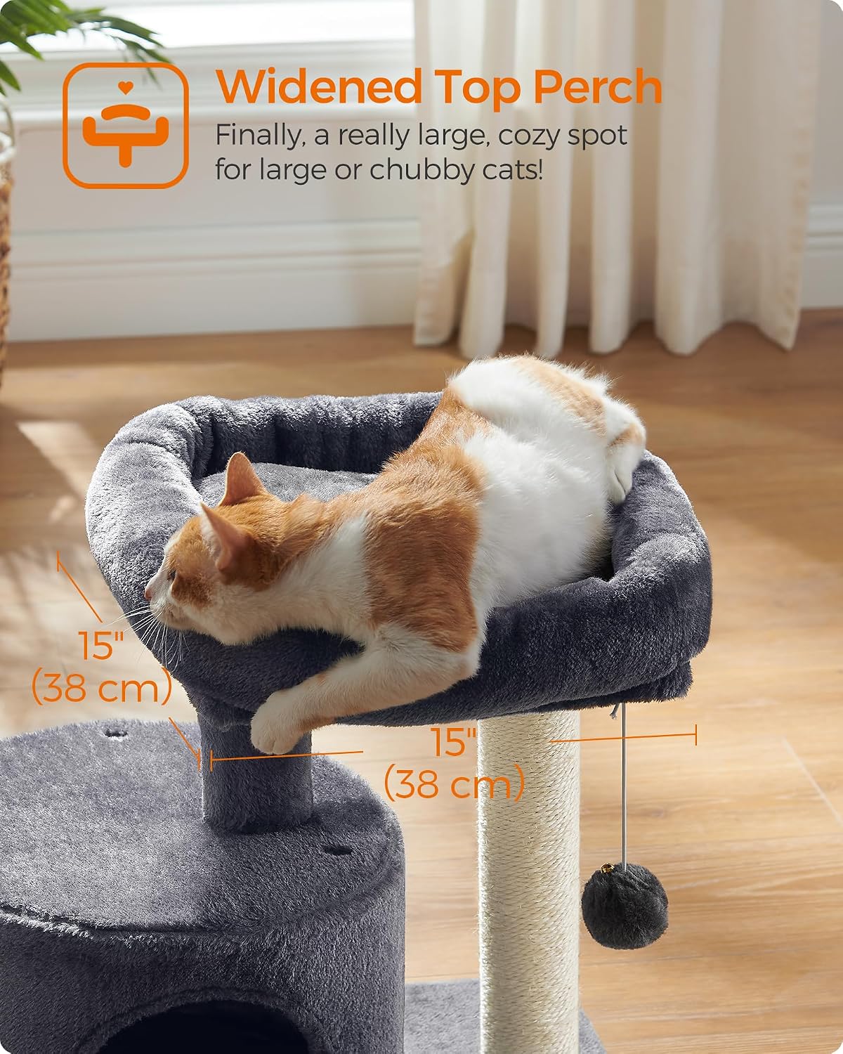 Feandrea Cat Tree, 18.5-in Small Cat Tower, Cute Kittens Condo, Smoky Gray
