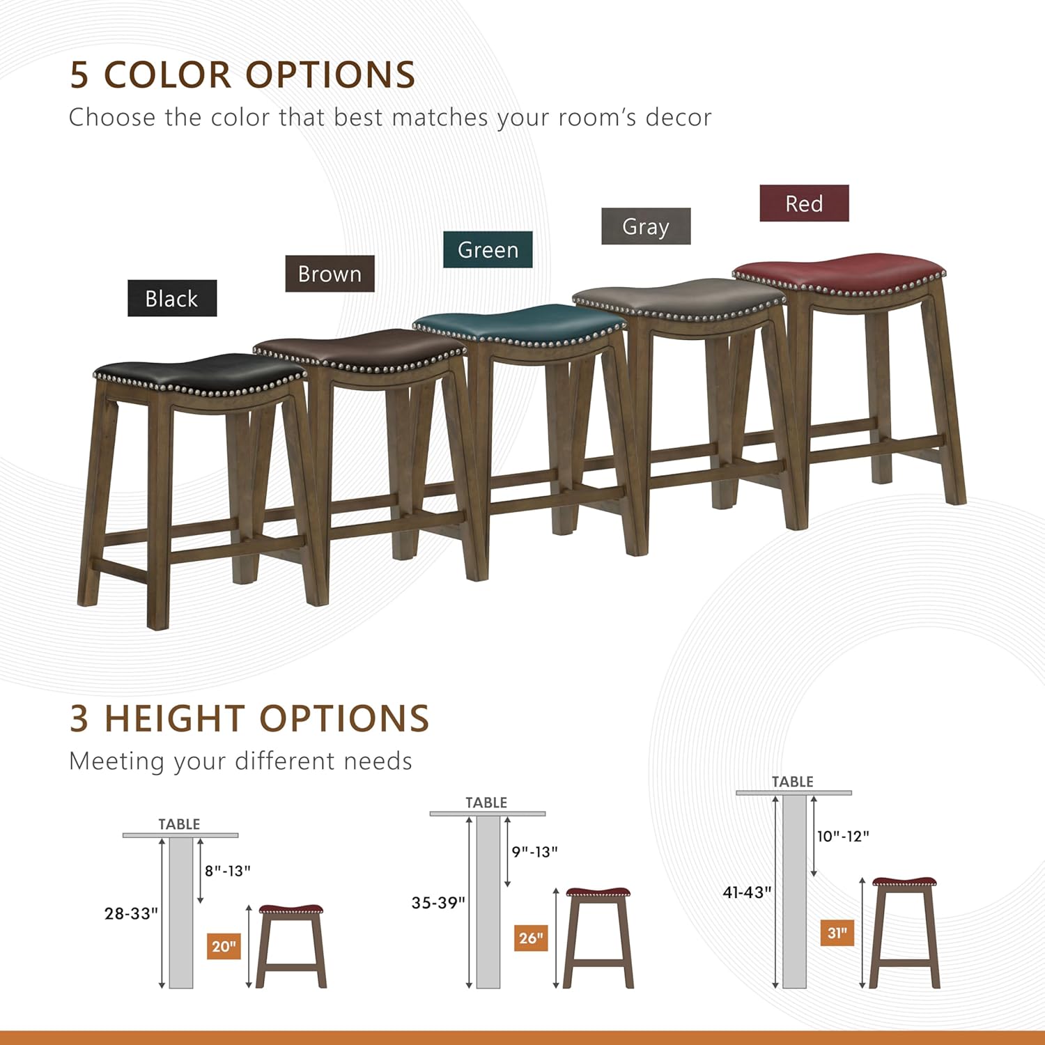 Lexicon Ordway Solid Wood Counter Height Stool - Saddle Kitchen Stool Counter Height Stools for Dining, Armless Chair Seating Options, Perfect for Casual Entertaining Spaces, 25" SH, Black