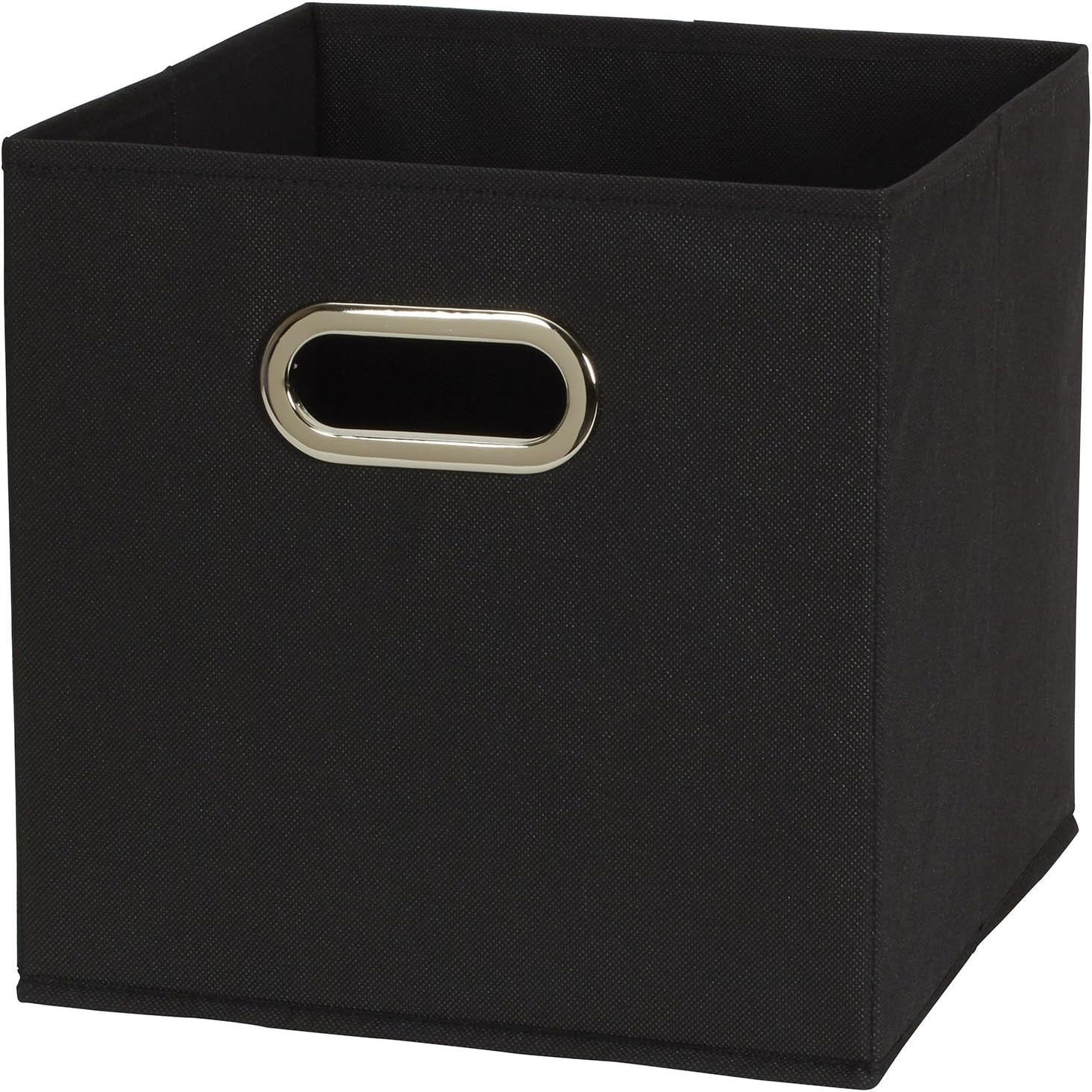 Household Essentials Fabric Storage Bins 6 Piece Set, Strong Poly-Woven Fabric, Sturdy Chipboard Sides, Grommet Front Handle, Stackable and Foldable, Classic Design, Navy