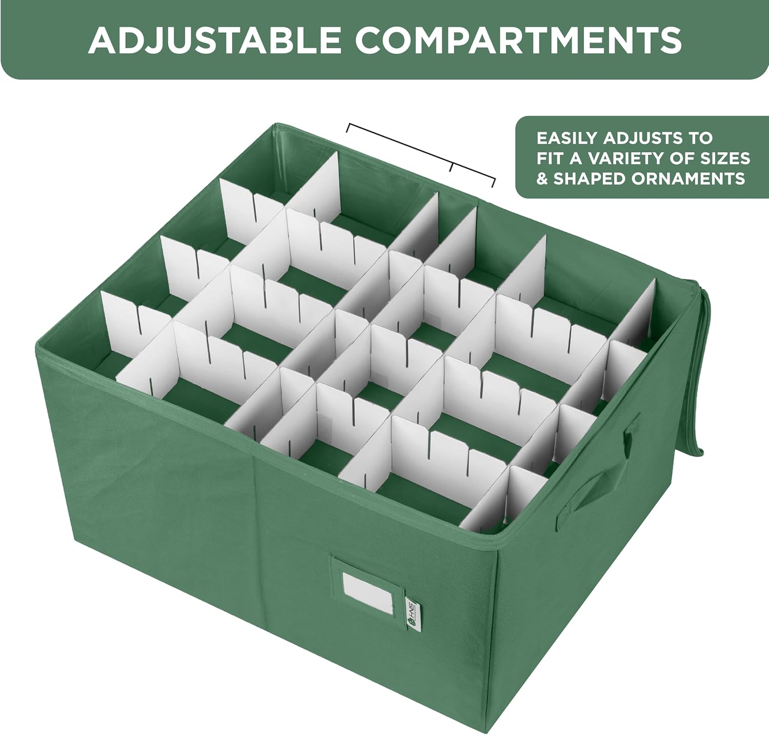Christmas Ornament Storage Container with Dividers - Box Stores Up to 54 Ornaments, Zippered, Convenient, Adjustable