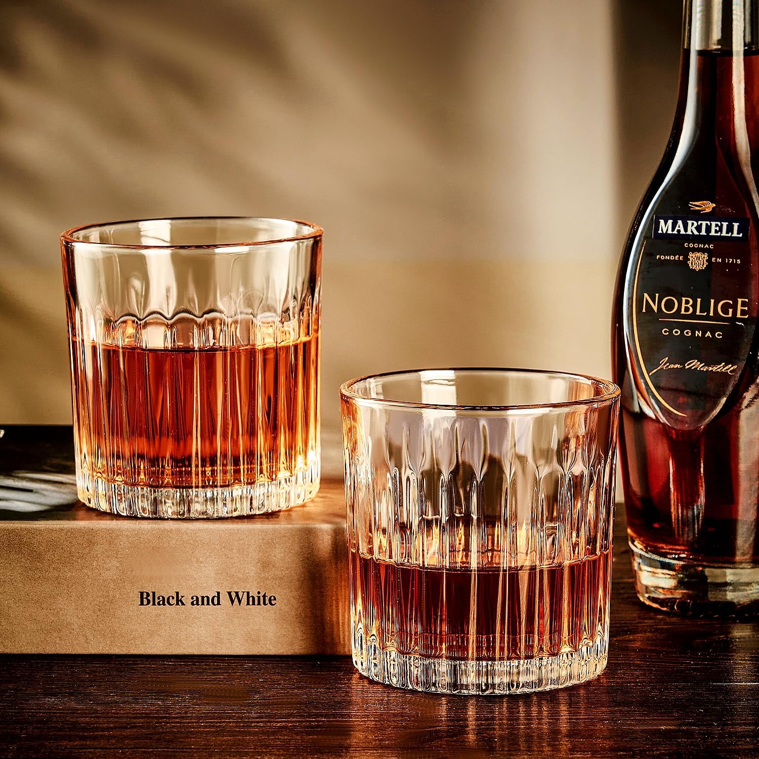 GLASKEY 12 oz Storm Japanese Whiskey Glasses Set of 4, Unique Cognac Glasses, Heavy Thick Bottom Bar Glass for Scotch Bourbon Rum Gin Water Cocktail,Gifts Men Gifts Ideas