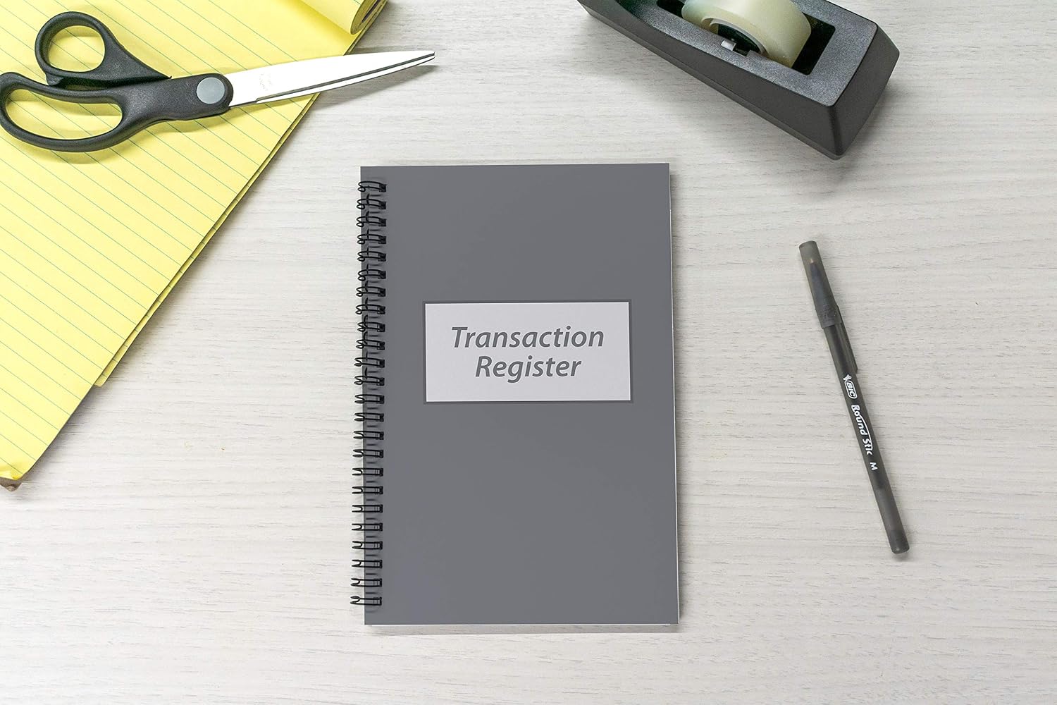 Side Spiral Bound Slate Gray Checkbook/Transaction Register