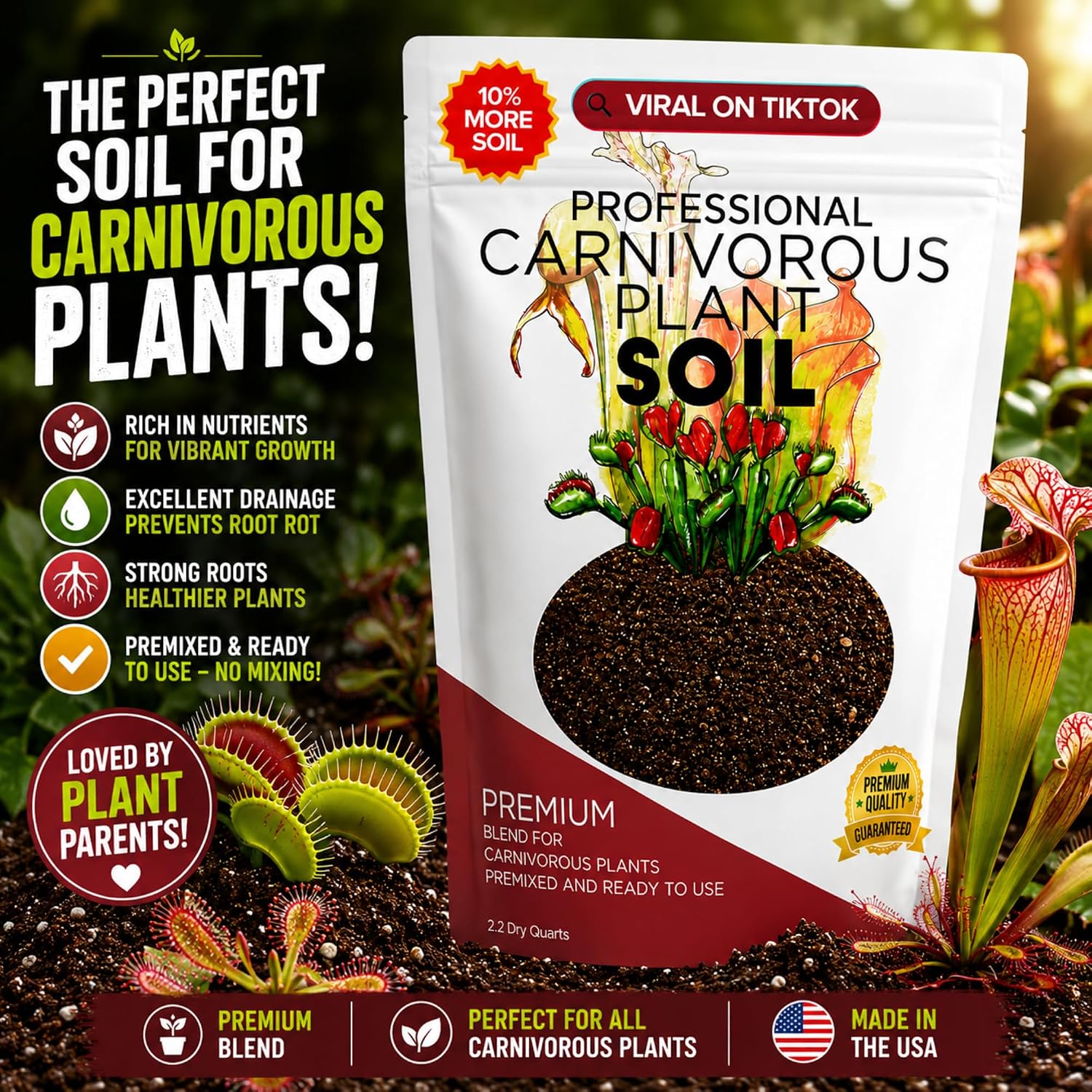 Professional Bonsai Soil Mix Ready to Use | Large 2.2 Quarts, Premium Potting Soil for Bonsai Trees