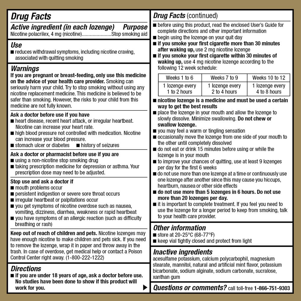 GoodSense Mini Nicotine Polacrilex Lozenge 4mg, Mint, 81-Count, Stop Smoking Aid, GoodSense Smoking Cessation Products