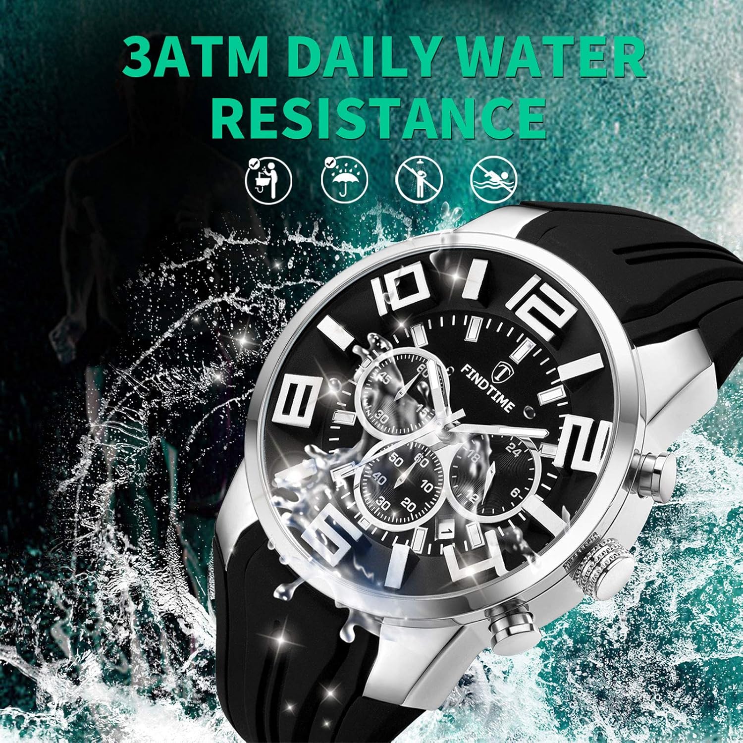 findtime Mens Sport Watches for Men Reloj para Hombre Colorful Cool Unique Analog Stylish Wrist Watch Chronograph for Running Training Stopwatch